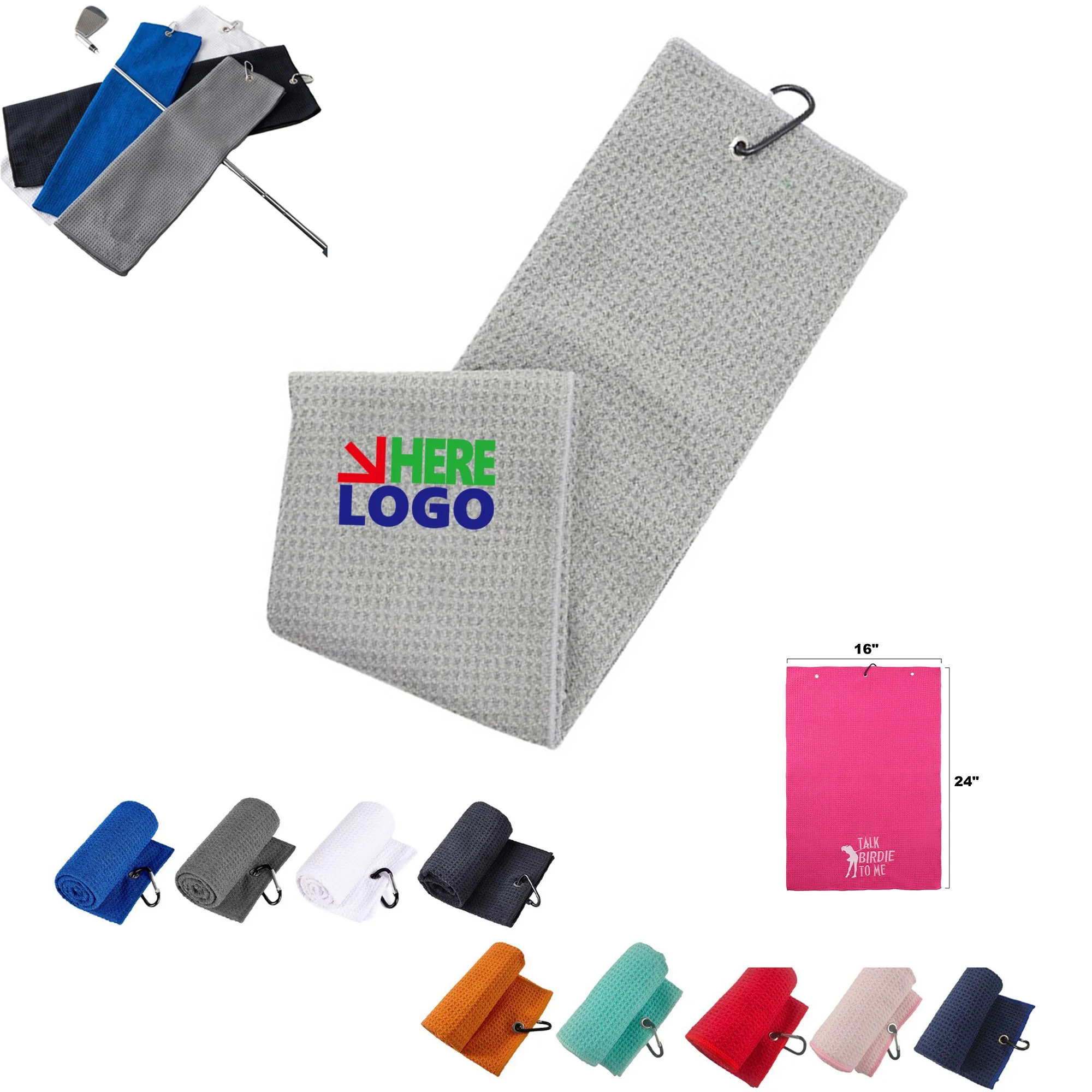 Full Color Print Golf Waffle Towel With Clip MOQ50 3