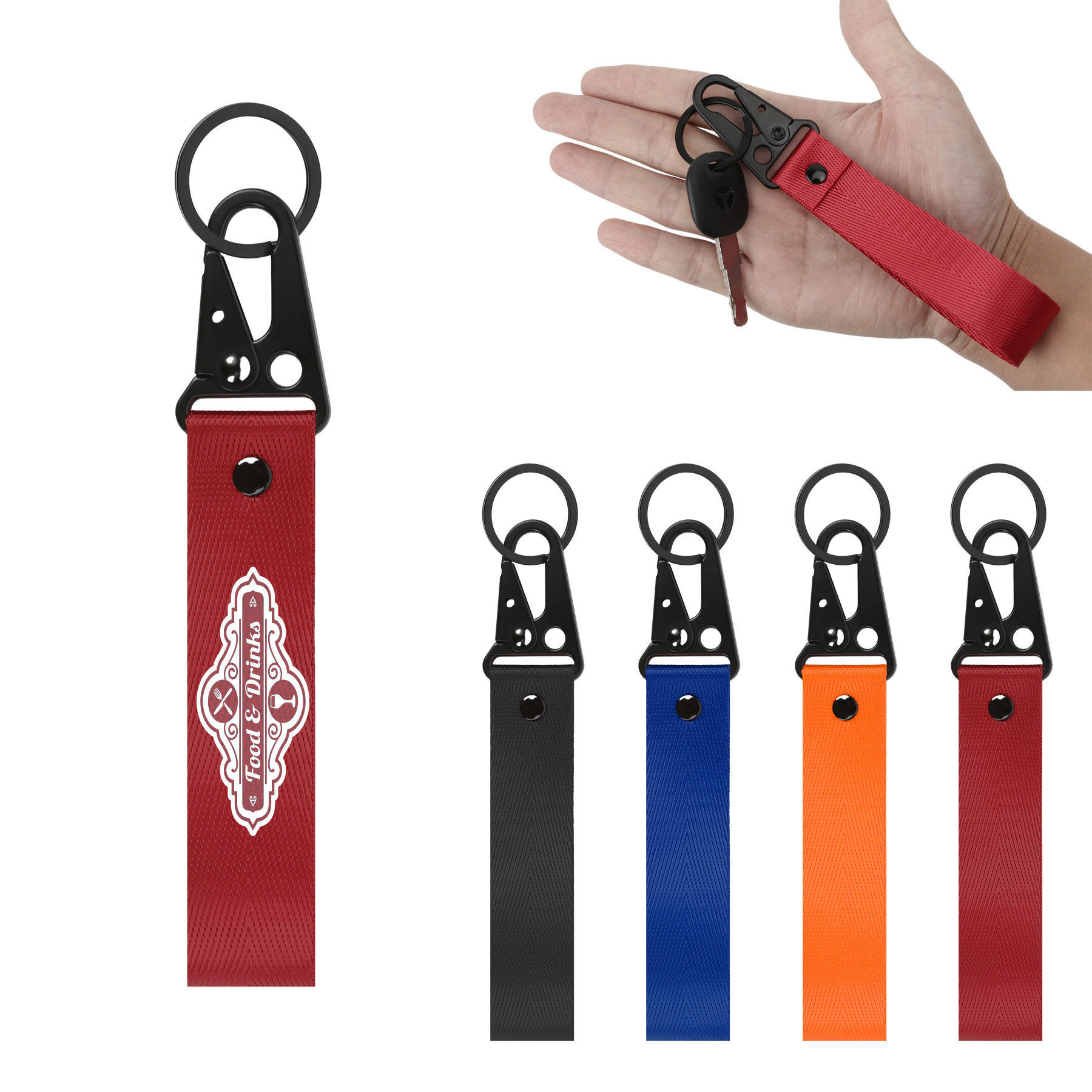 Nylon Wrist Motorcycle Keychain With Black Eagle Mouth Buckle 4