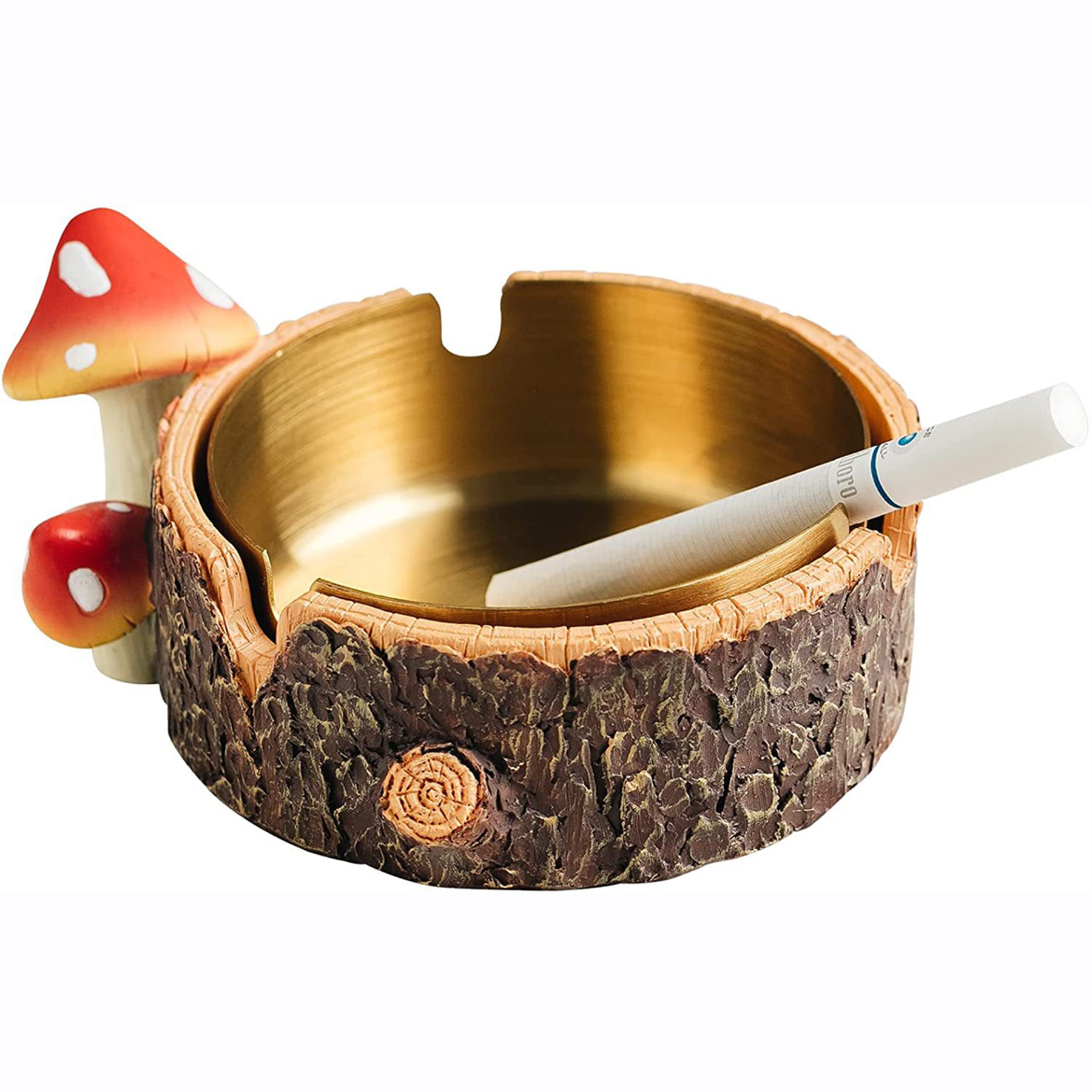 Mushroom Design Ashtray with Stainless Steel Tray for Cigarettes 2