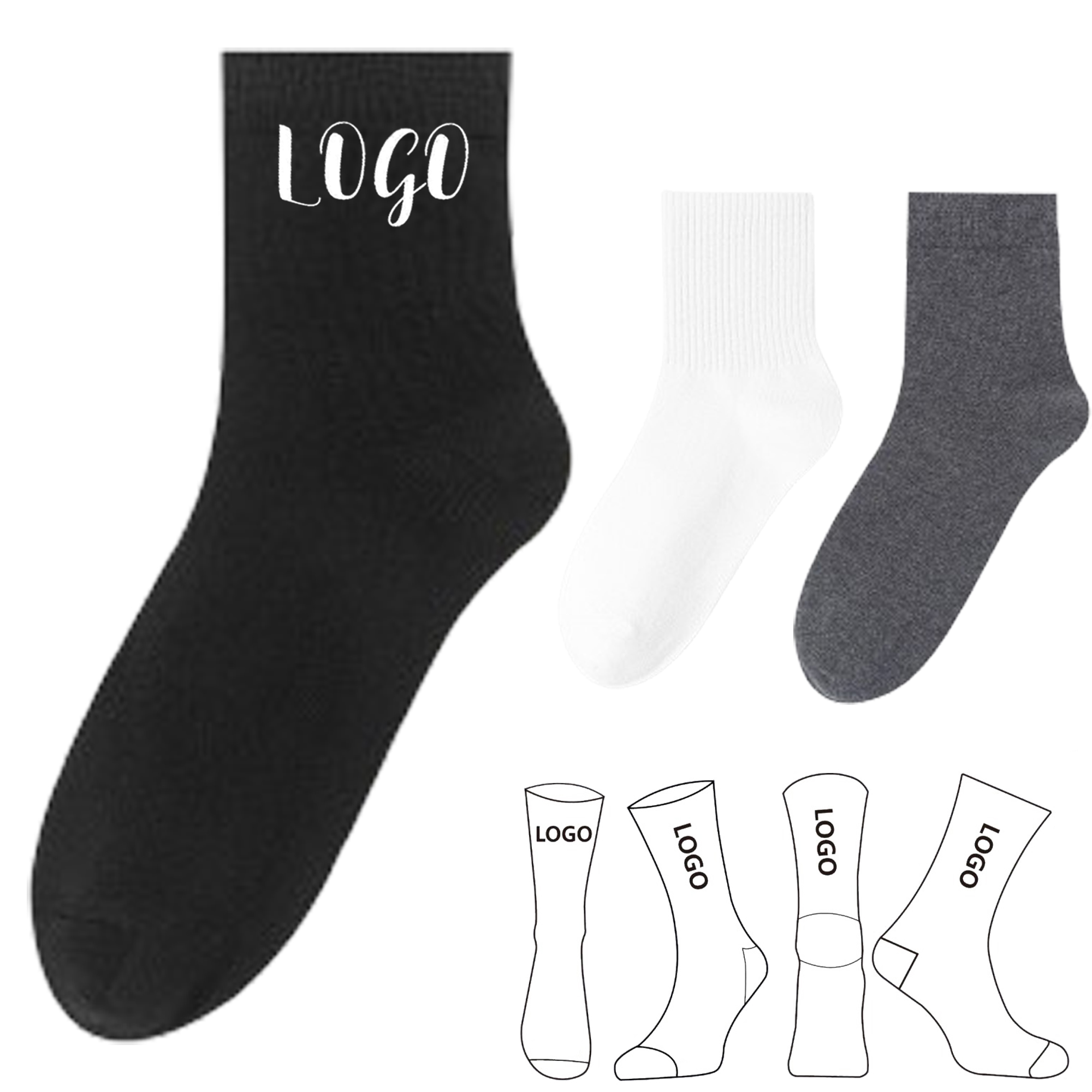 Pure Cotton Jacquard Crew Socks 2