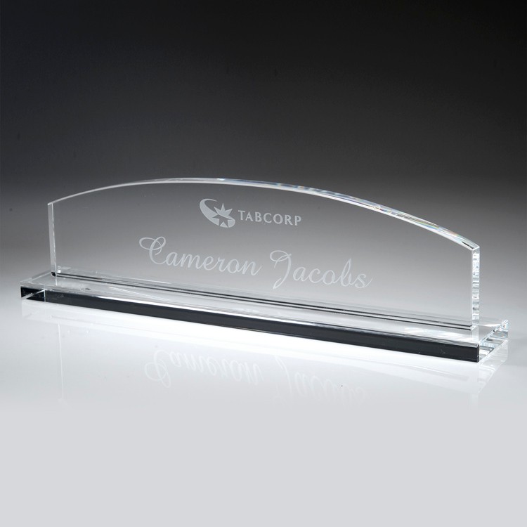 13" Crystal Award-Name Plate w/ Base 2