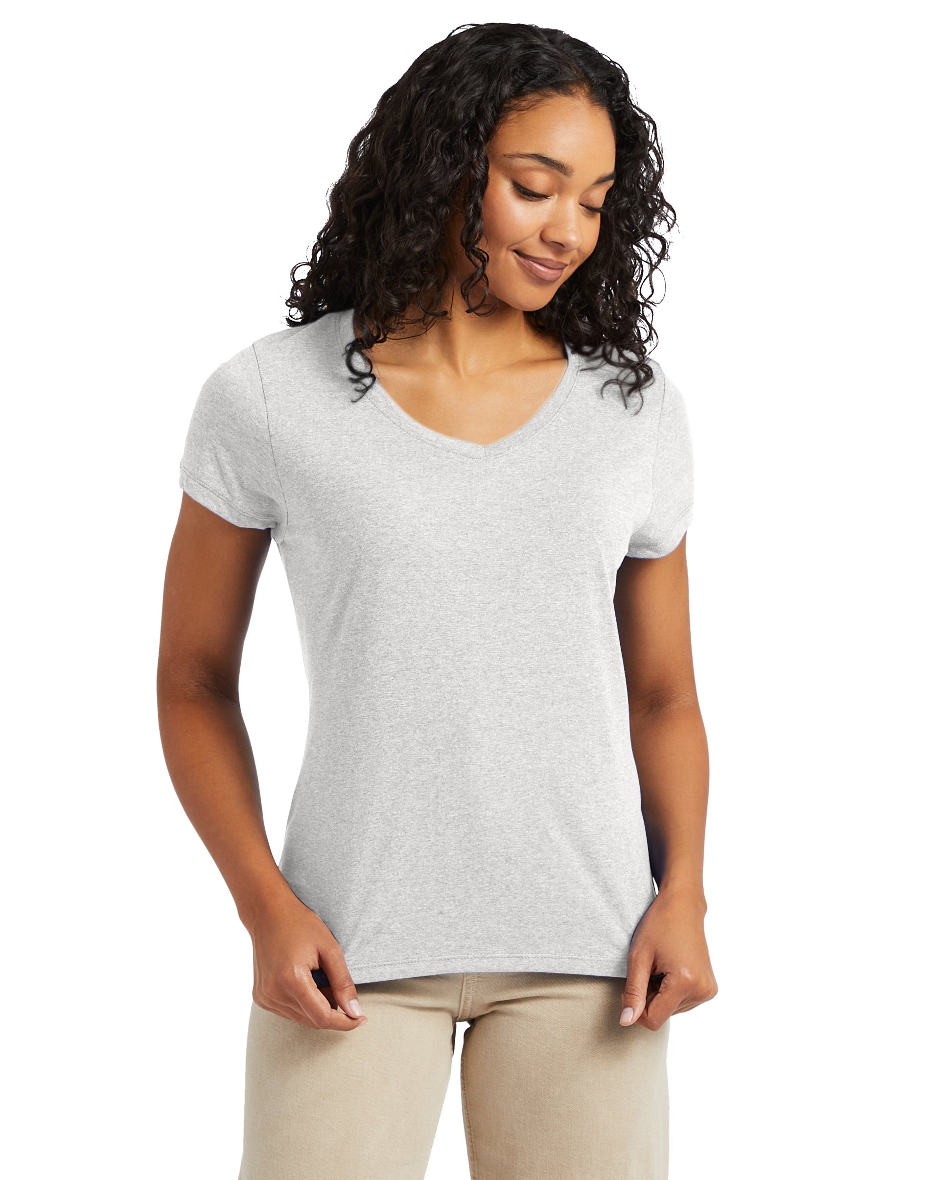 Hanes Perfect-T Women's Short Sleeve V-neck Triblend T-shirt 3