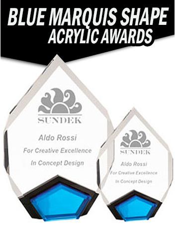 Acrylic Marquis: 1" thick 6x8", w/blue insert stan 2