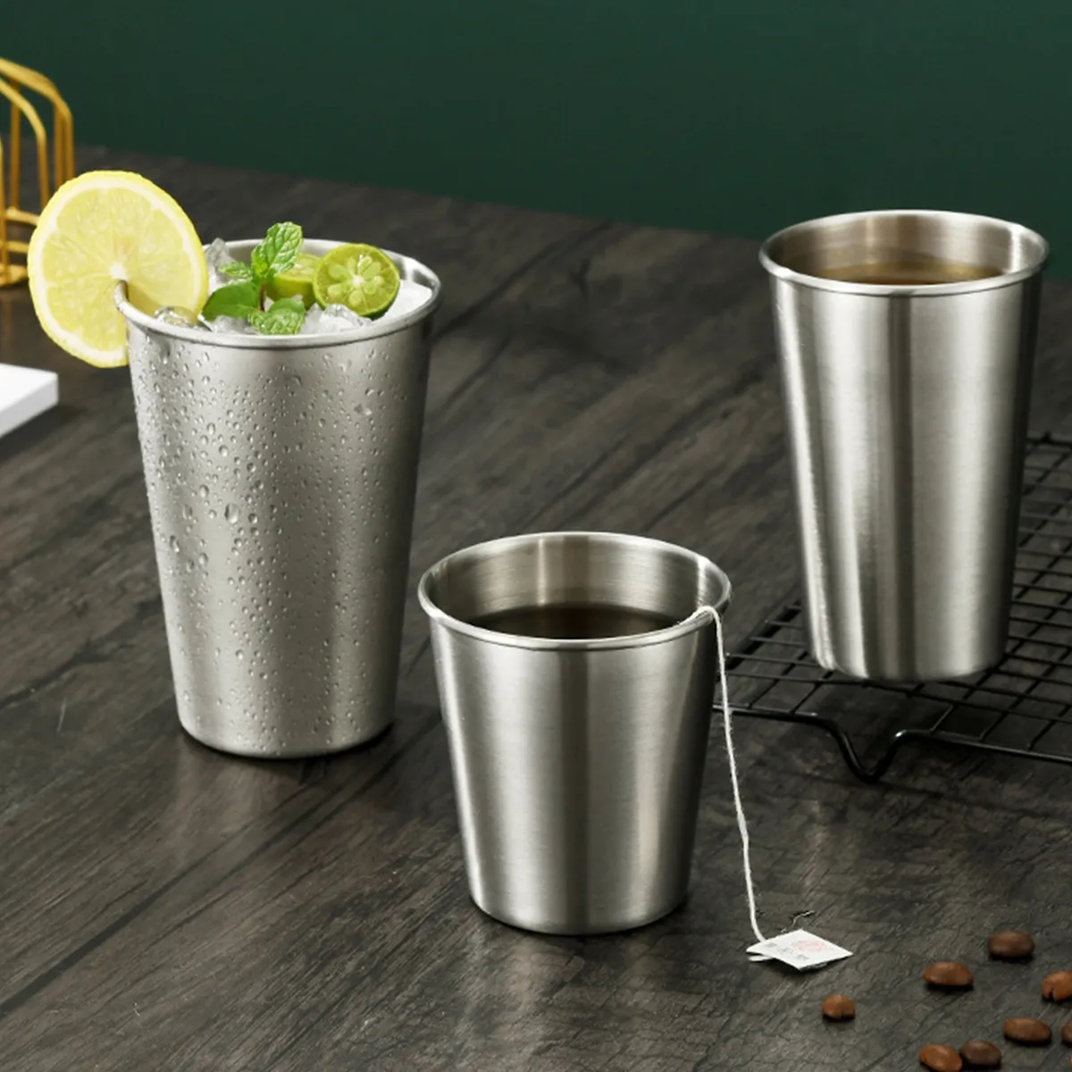 Single Layer Stainless Steel Camping Cup Travel Beer Mug 6