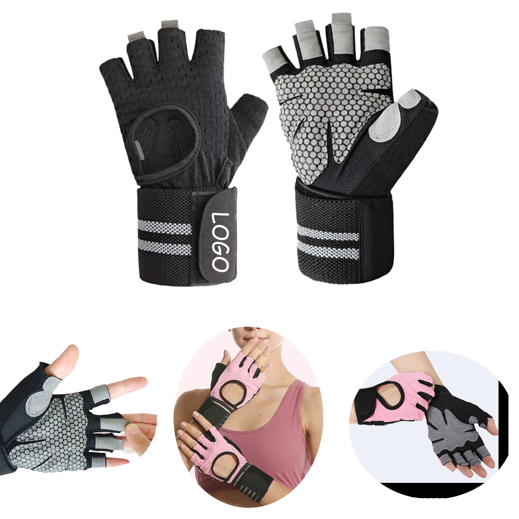 Fingerless Sports Gloves with Wrist Support 2