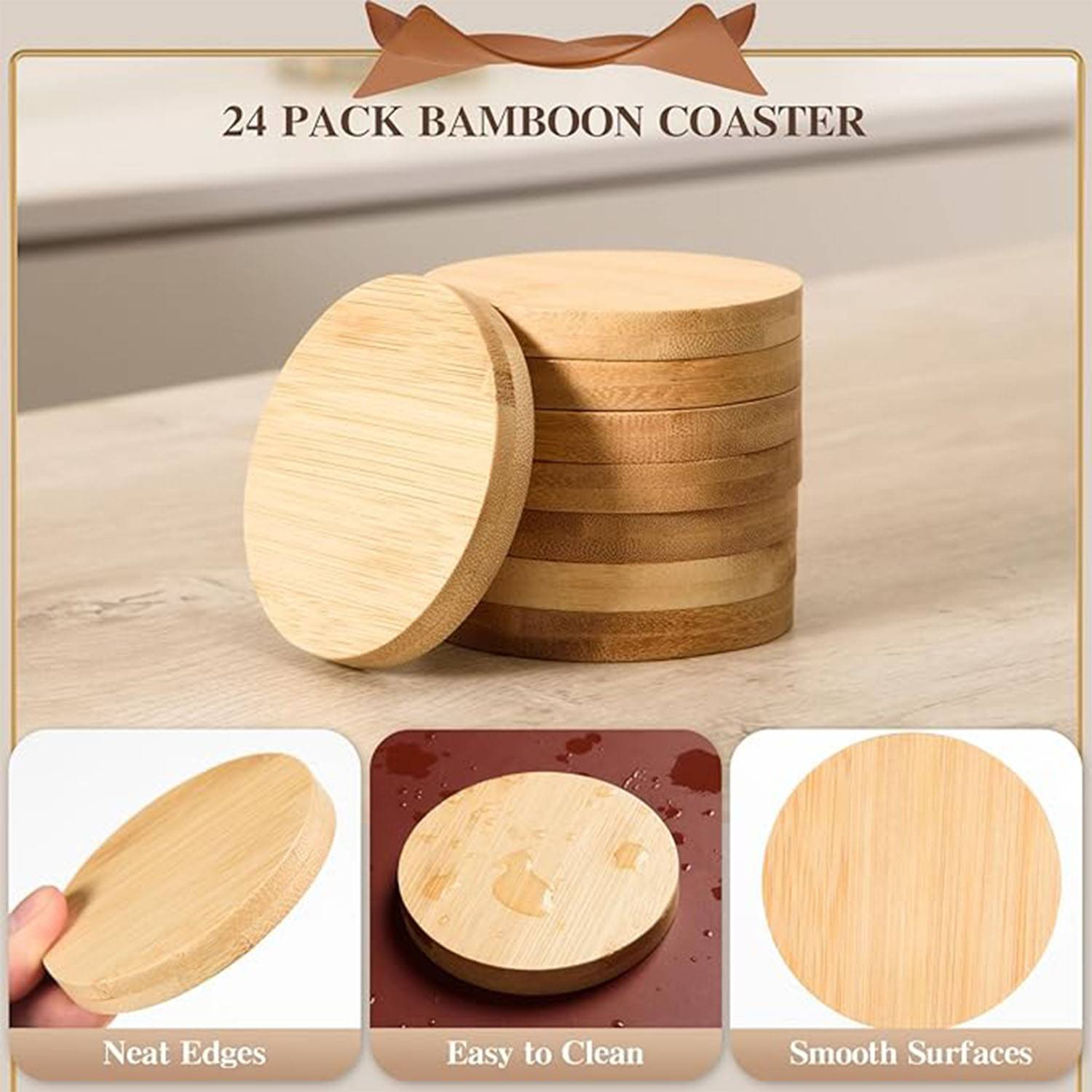Bamboo Coaster Set 4