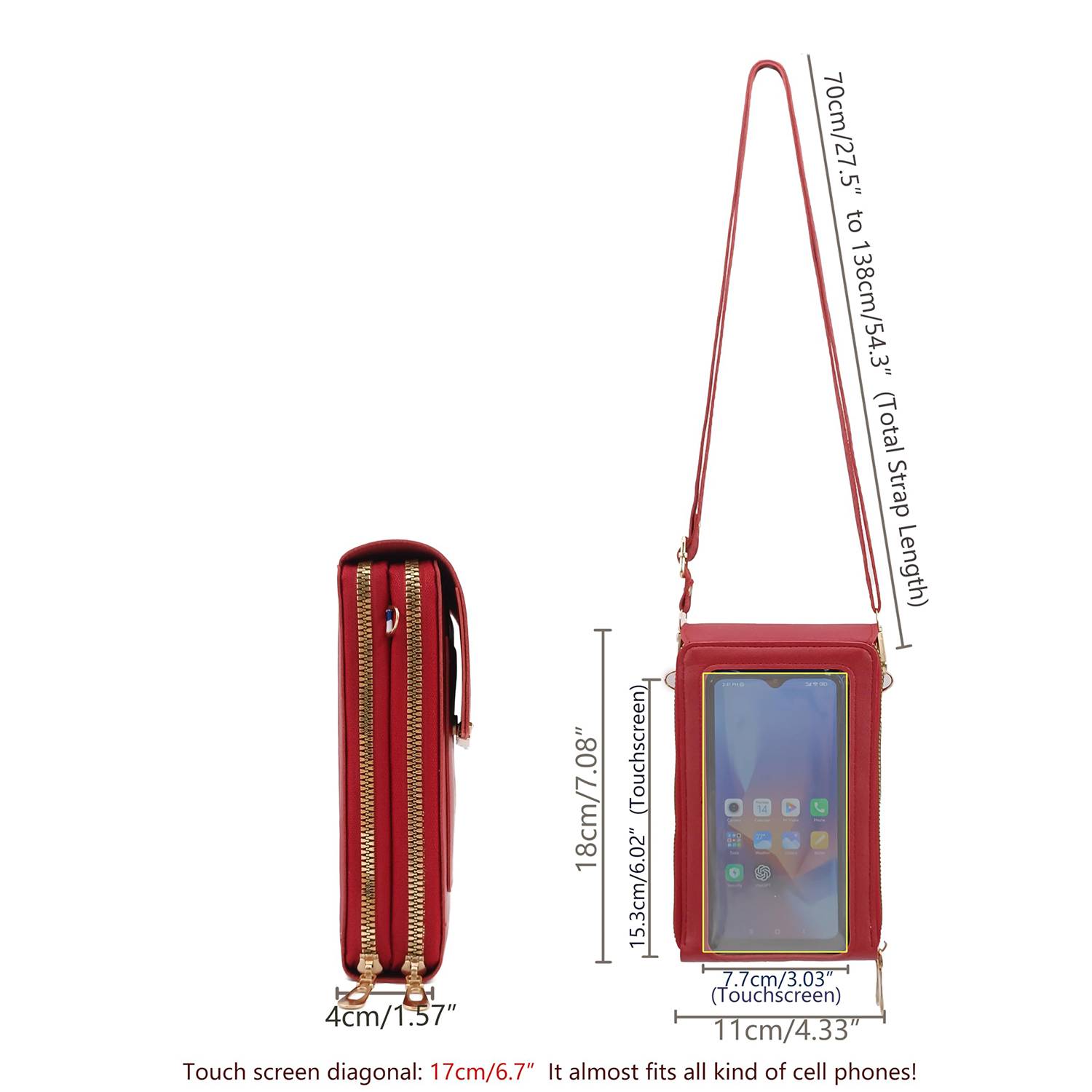 Stylish PU Women's Cell Cross Body Purse 4
