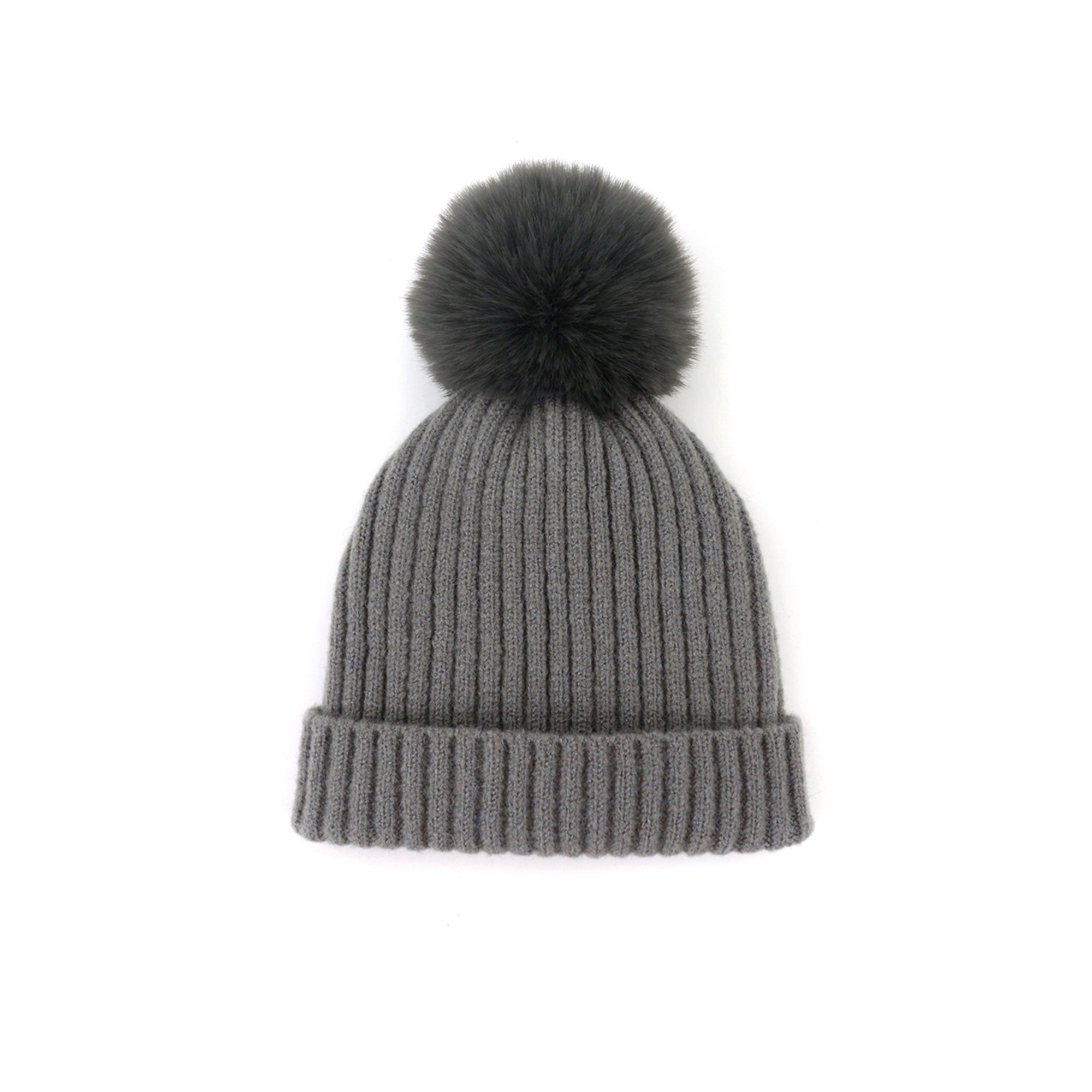 Acrylic Knit Beanie With Pom For Children High Top Style 2