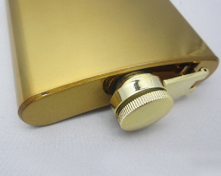 Gold Plated Color SS Hip Flask 6oz 3