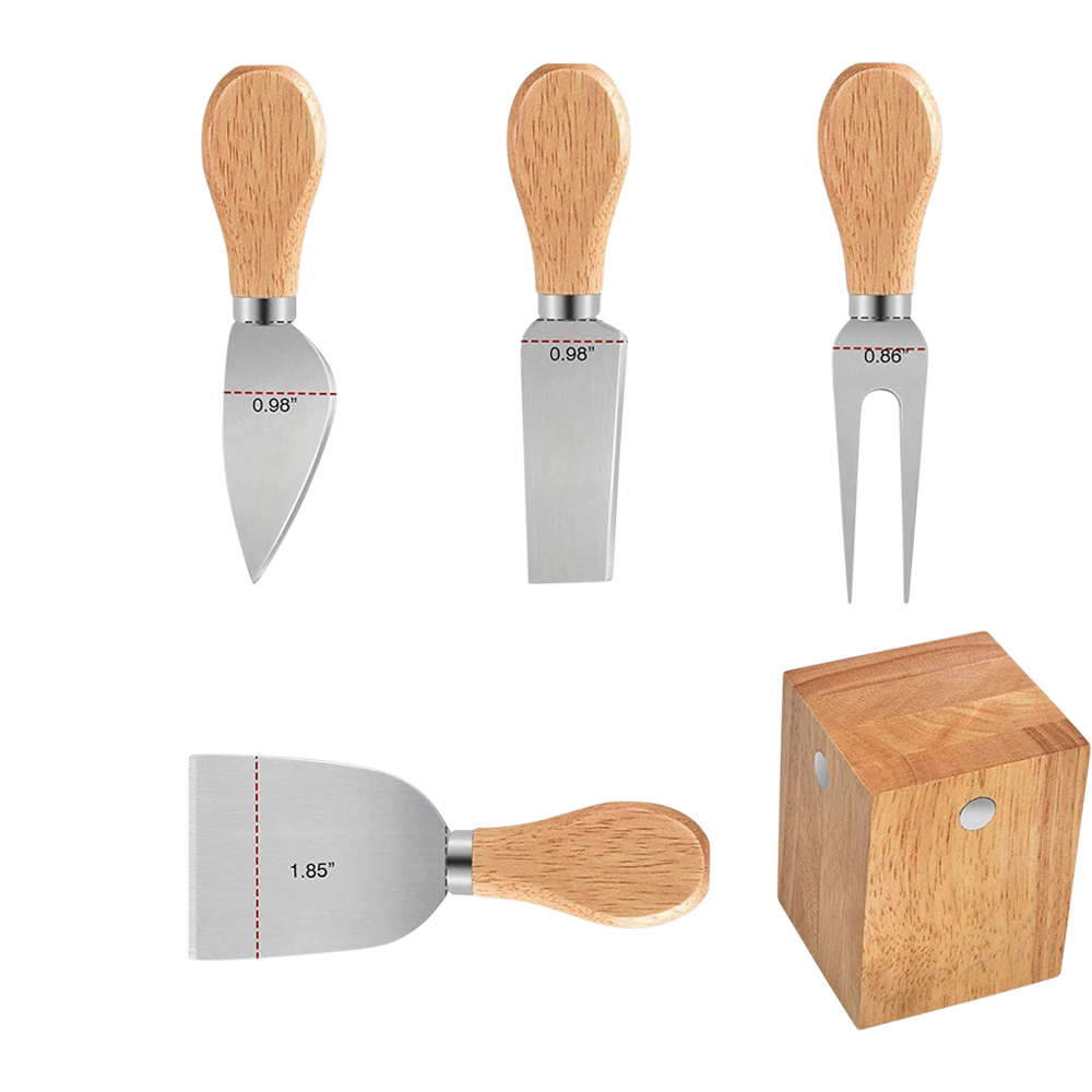 Cheese Knife Set with Wood Block 6