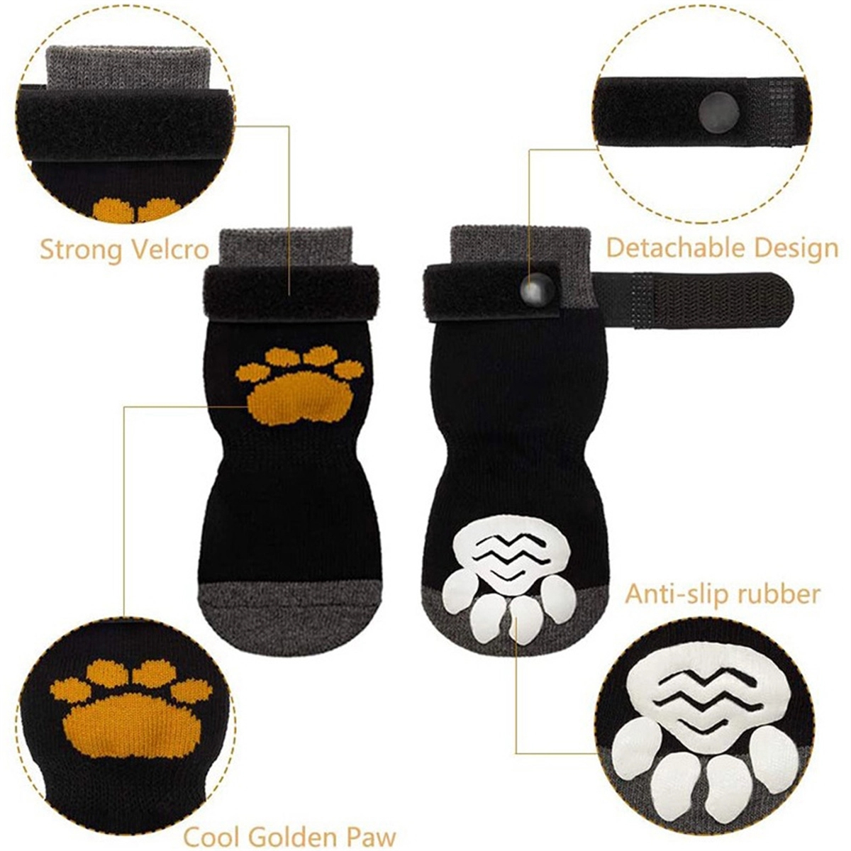 Anti-Slip Dog Socks with Adjustable Straps 3