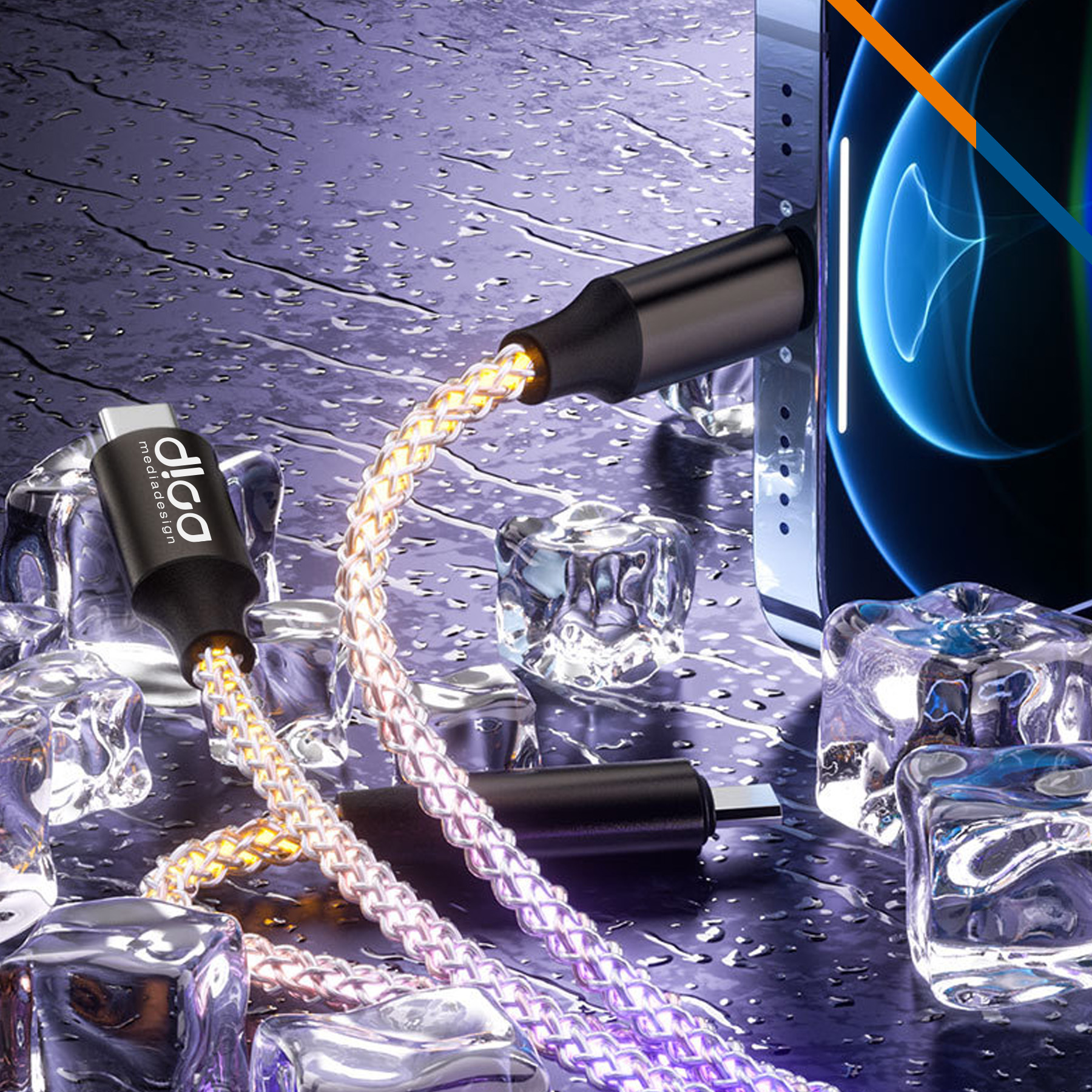 Viblux 3in1 Gradient Light Fast Charging Data Transfer Cable 4