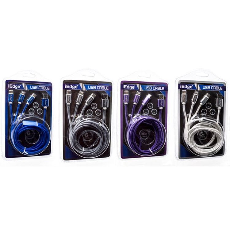 iPhone Micro USB and Type C Cable - 6 Foot 3-in-1 2