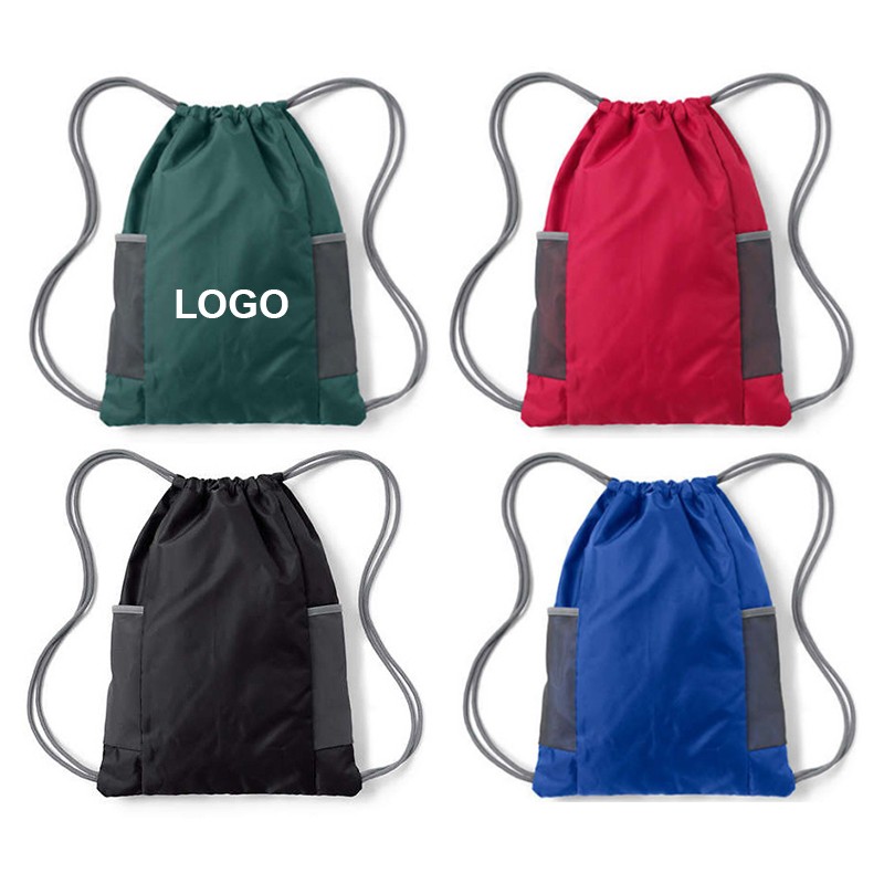 Mesh Drawstring Bag With Zipper Pocket 2