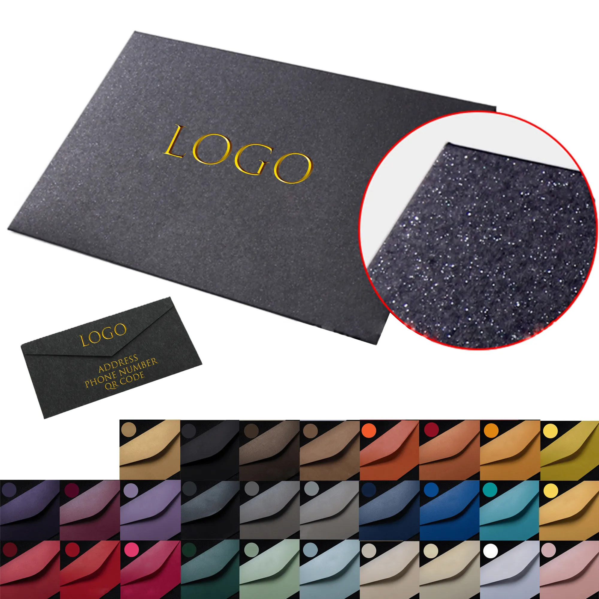 Custom Pearl Paper Envelope with Gold Foil Logo 2