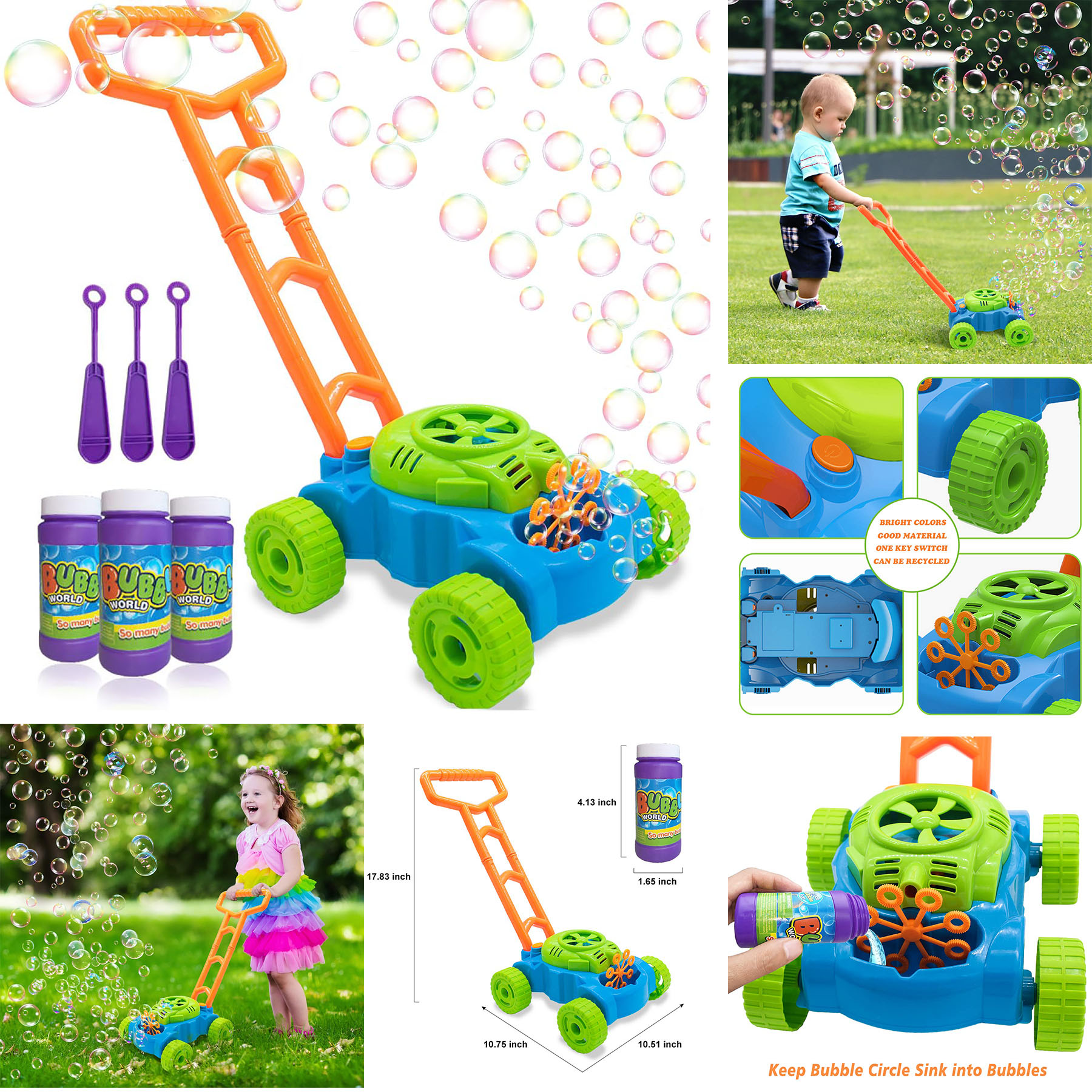 Bubble Lawn Mower for Toddlers 2