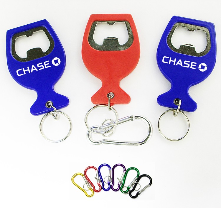 Wine cup shape bottle opener with split key ring