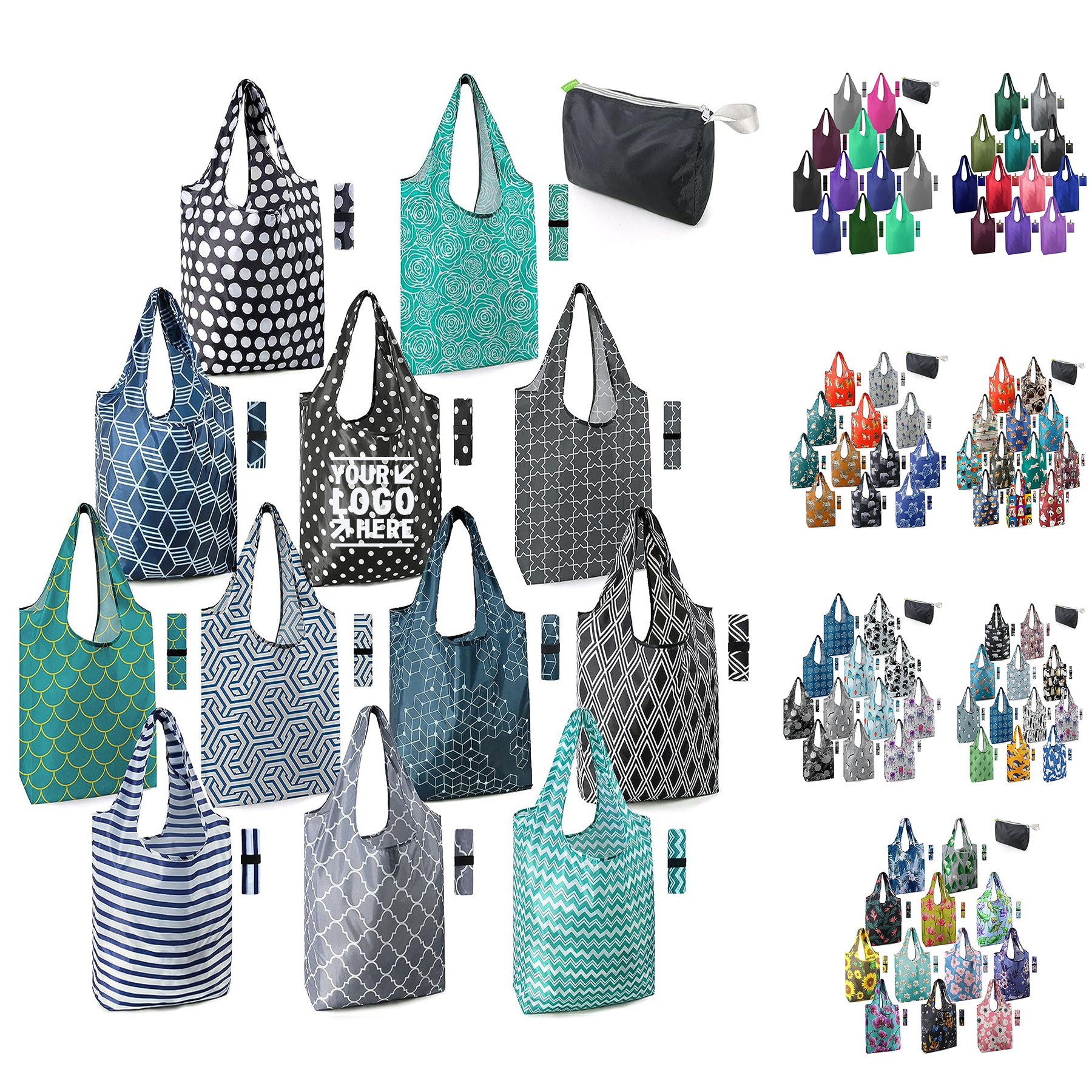 12 Pack Xlarge Reusable Grocery Washable Foldable Classic Geometric Design Gift Tote Grocery Bag 1