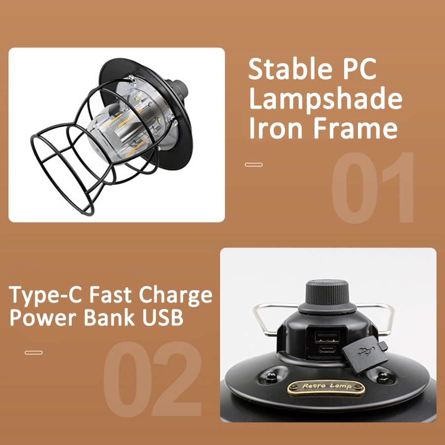 Retro Outdoor Camping Light & Picnic Lantern with Power Bank 9