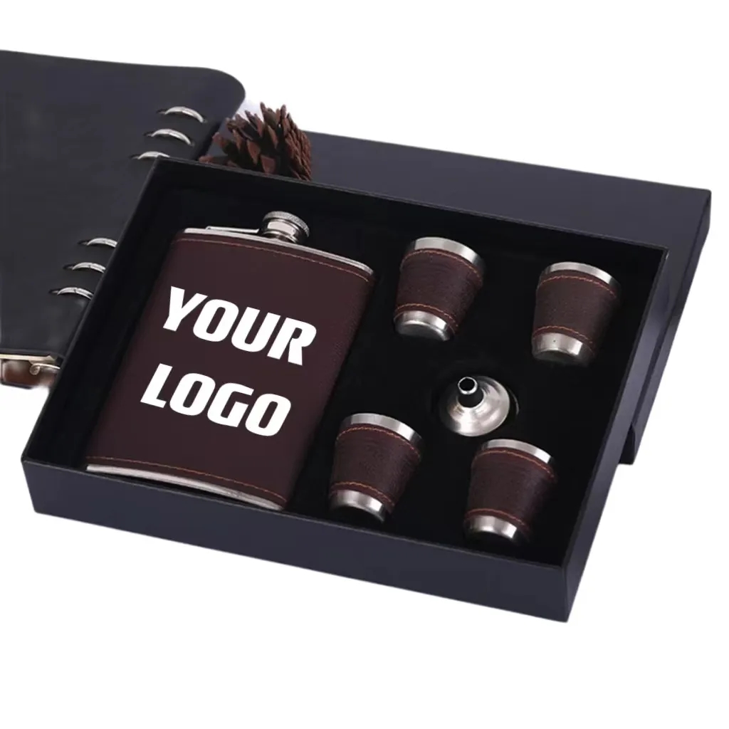 7 oz Stainless Steel Liquor Flask Gift Set 2