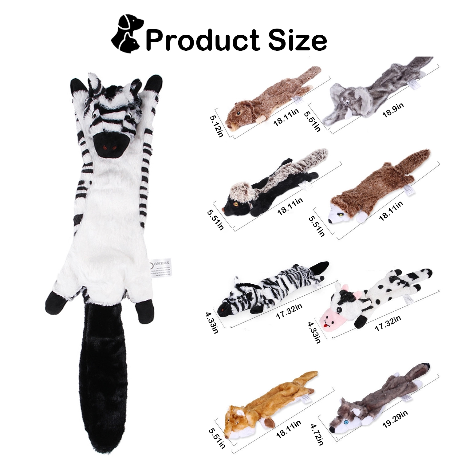 Pet Crinkle Dog Toy No Stuffing Animals 7