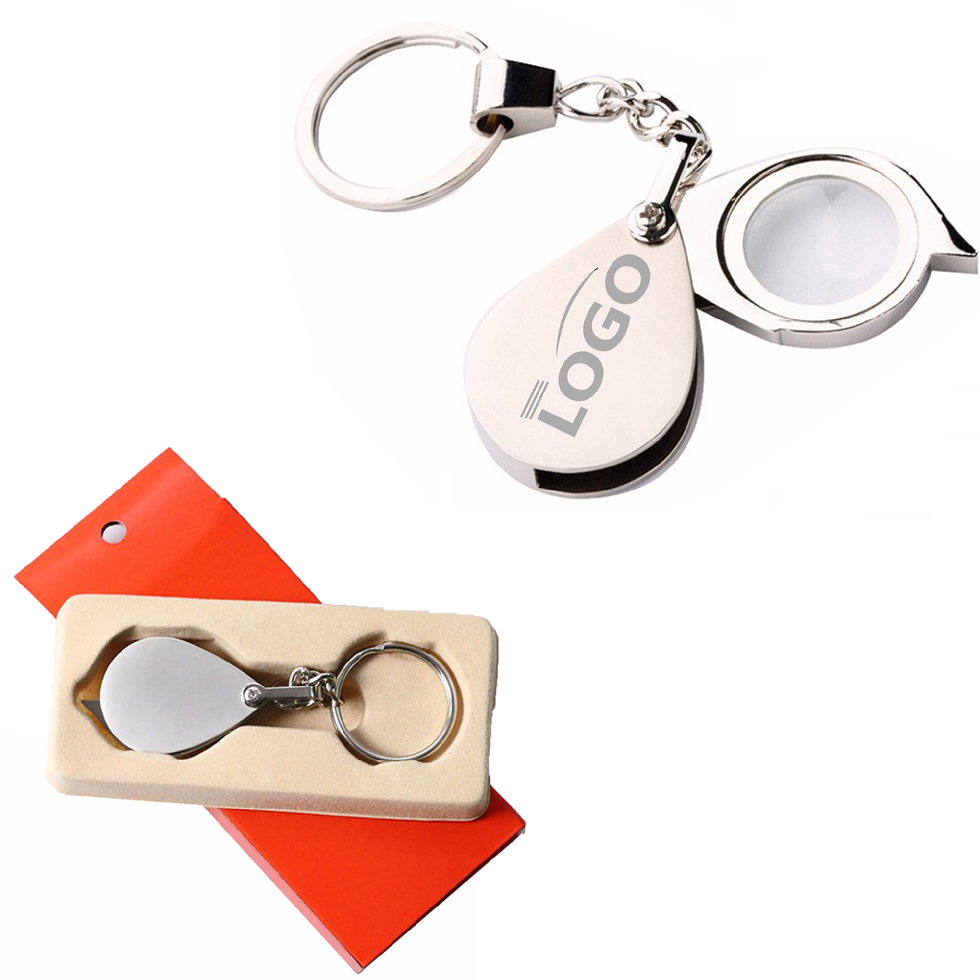 Portable Zinc Alloy 5x Magnifying Glass With Keychain 2