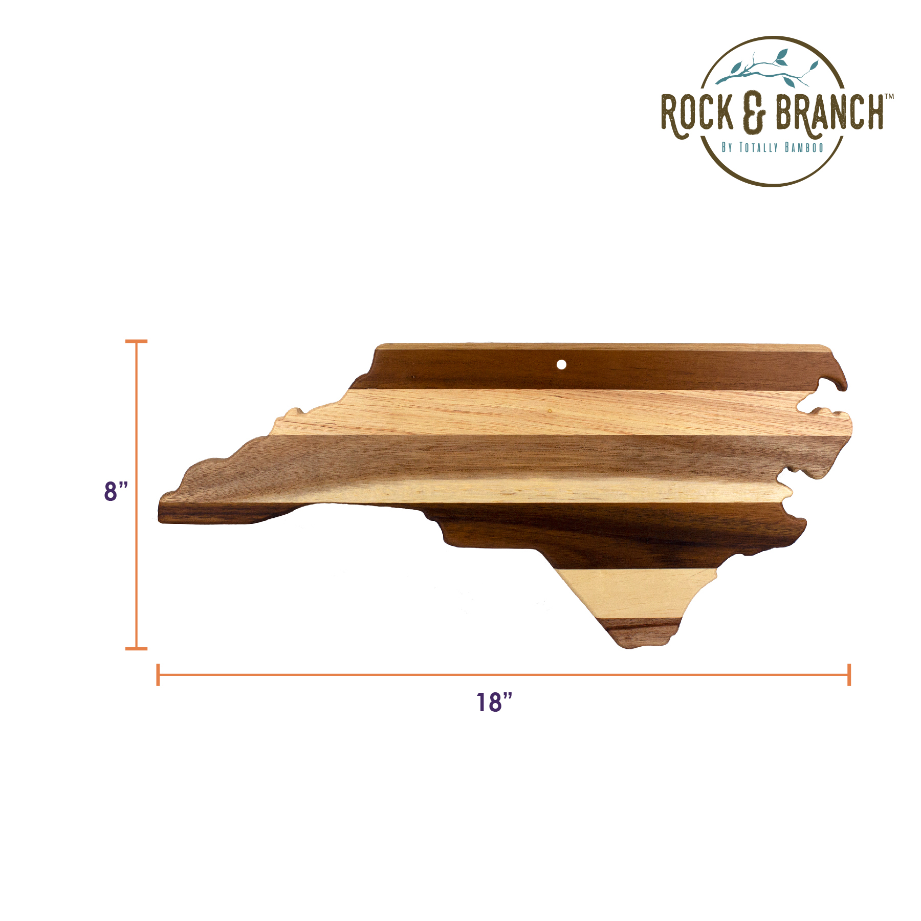 Rock & Branch® Shiplap Series North Carolina State Shaped Wood Serving and Cutting Board 4