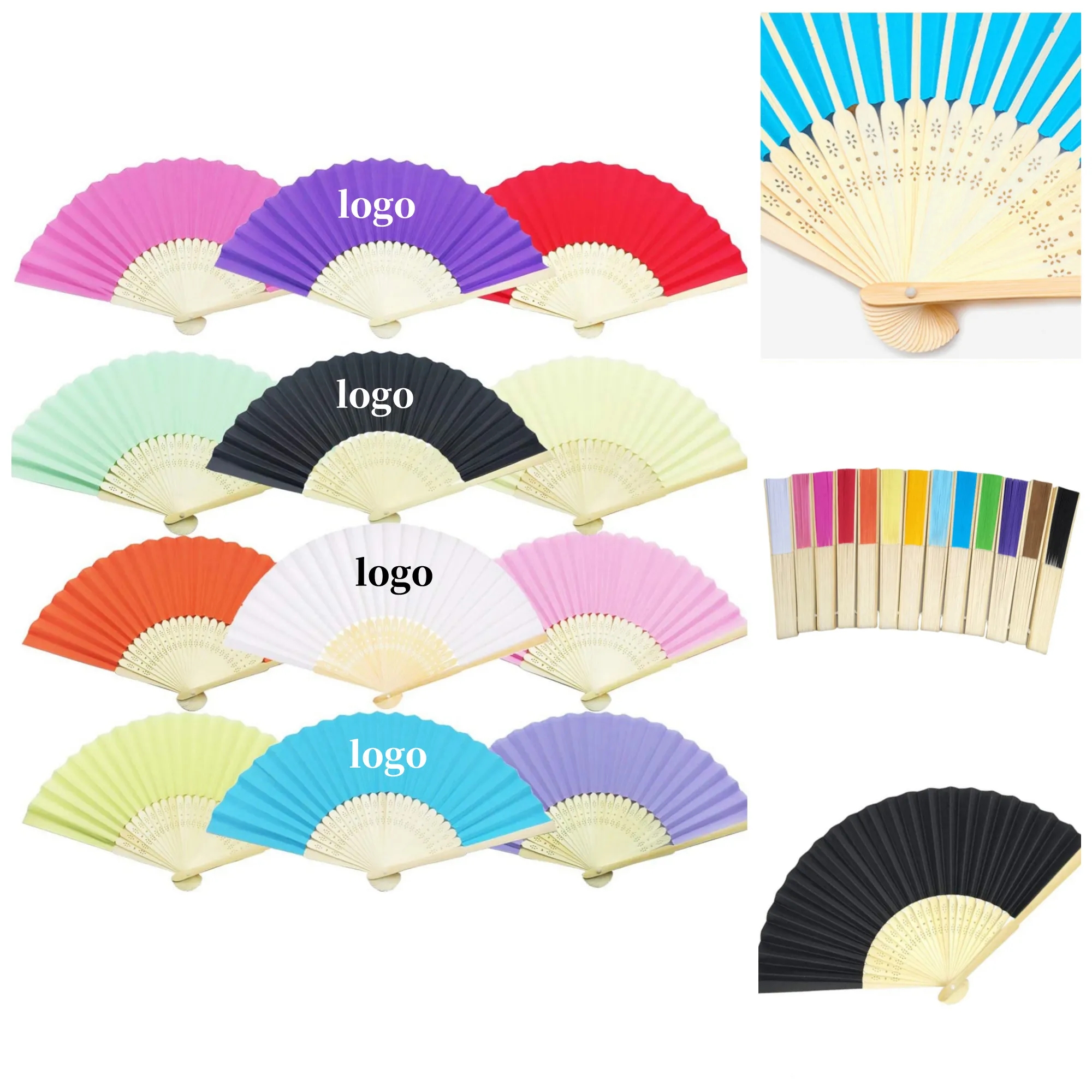 Folded Paper Hand Bamboo Fan 3
