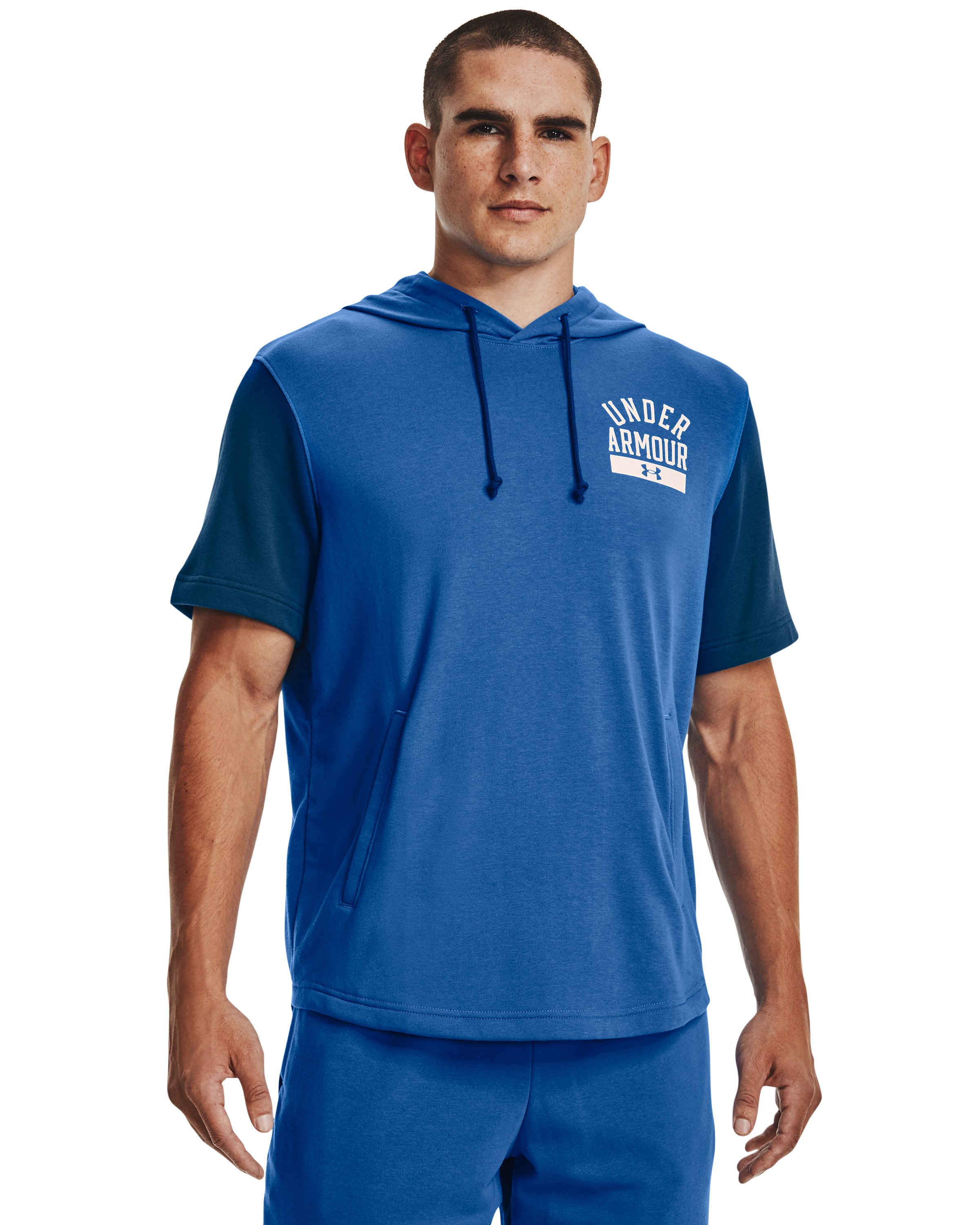 Men's UA Rival Terry Colorblock Short Sleeve Hoodie, custom hoodie or sweatshirt with logo imprint 2