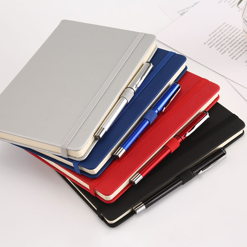 Hard cover PU leather notebook with pen loop and bookmark 2