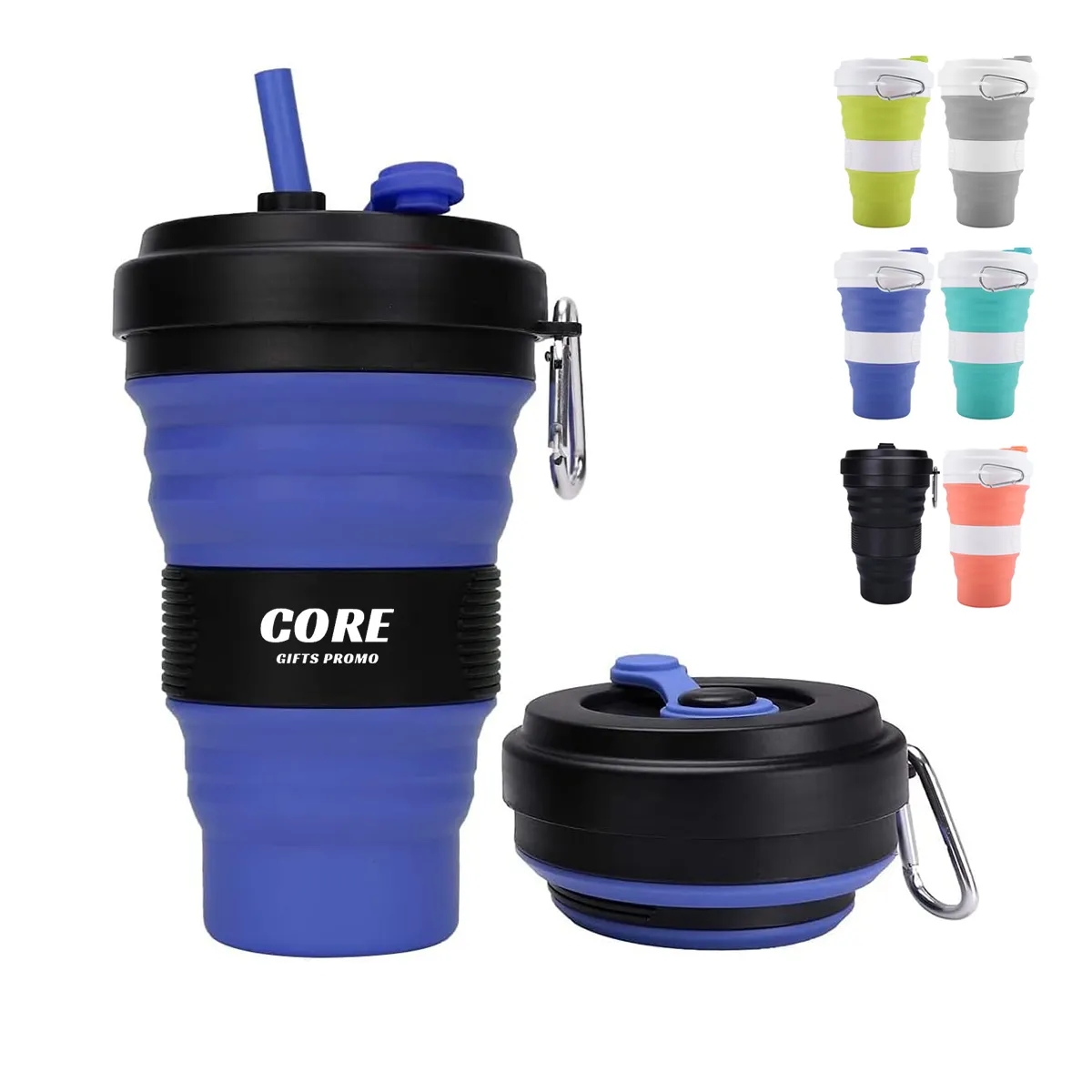 19oz Silicone Collapsible Travel Cup with Carabiner 6