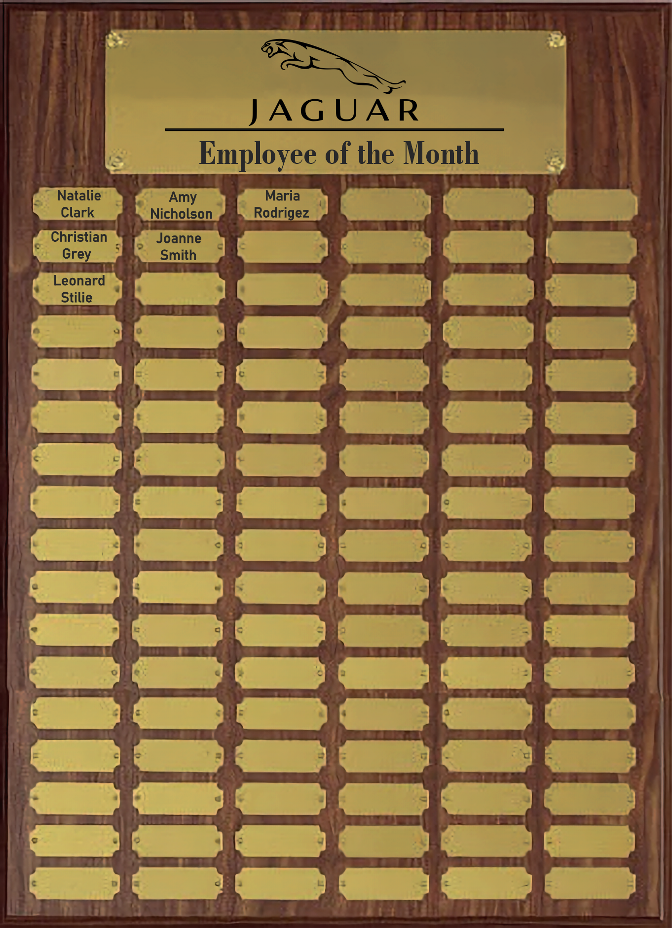 Walnut Perpetual Plaque w/102 Brass Plates (18"x24") 5