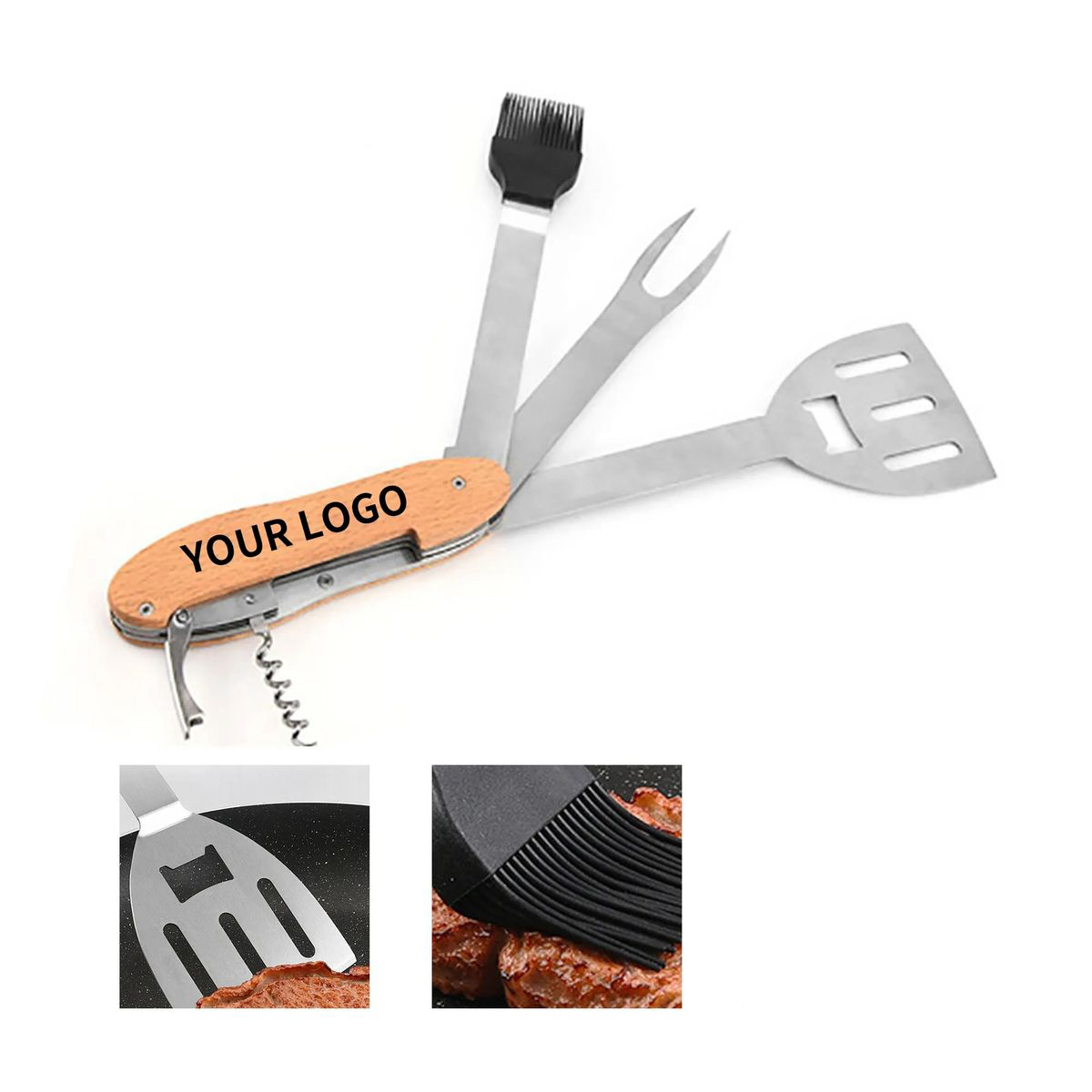 5 in 1 BBQ Multi Tool with Wooden Handle 4