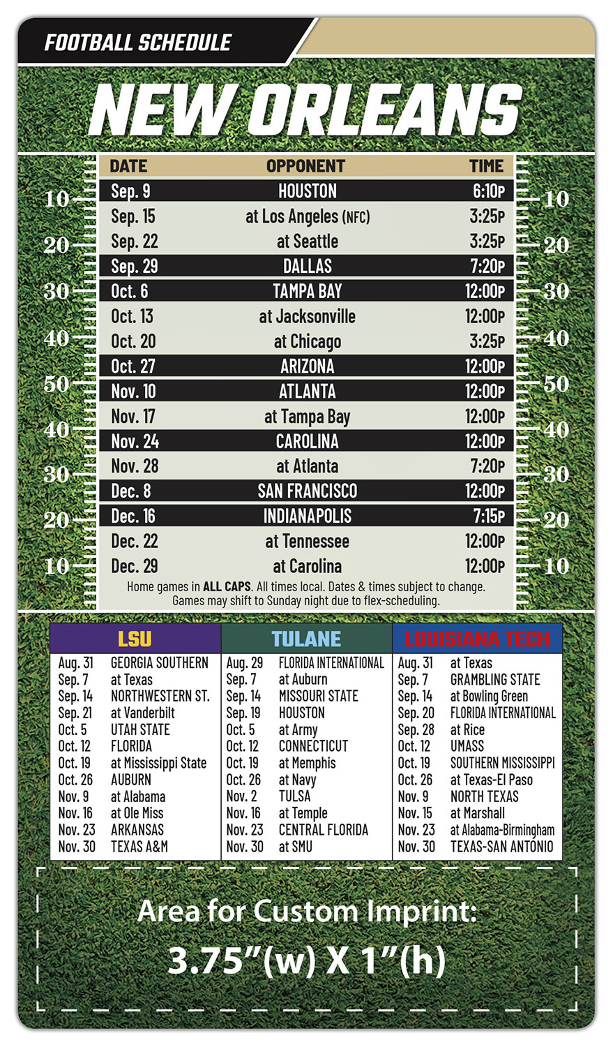 Magnet Football Sport Schedules - 4x7 Round Corners 2