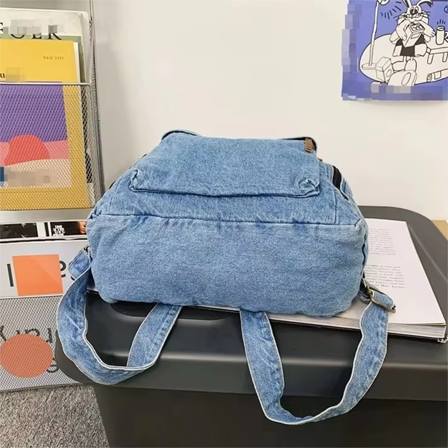 Large Capacity Lightweight Denim Backpack 2