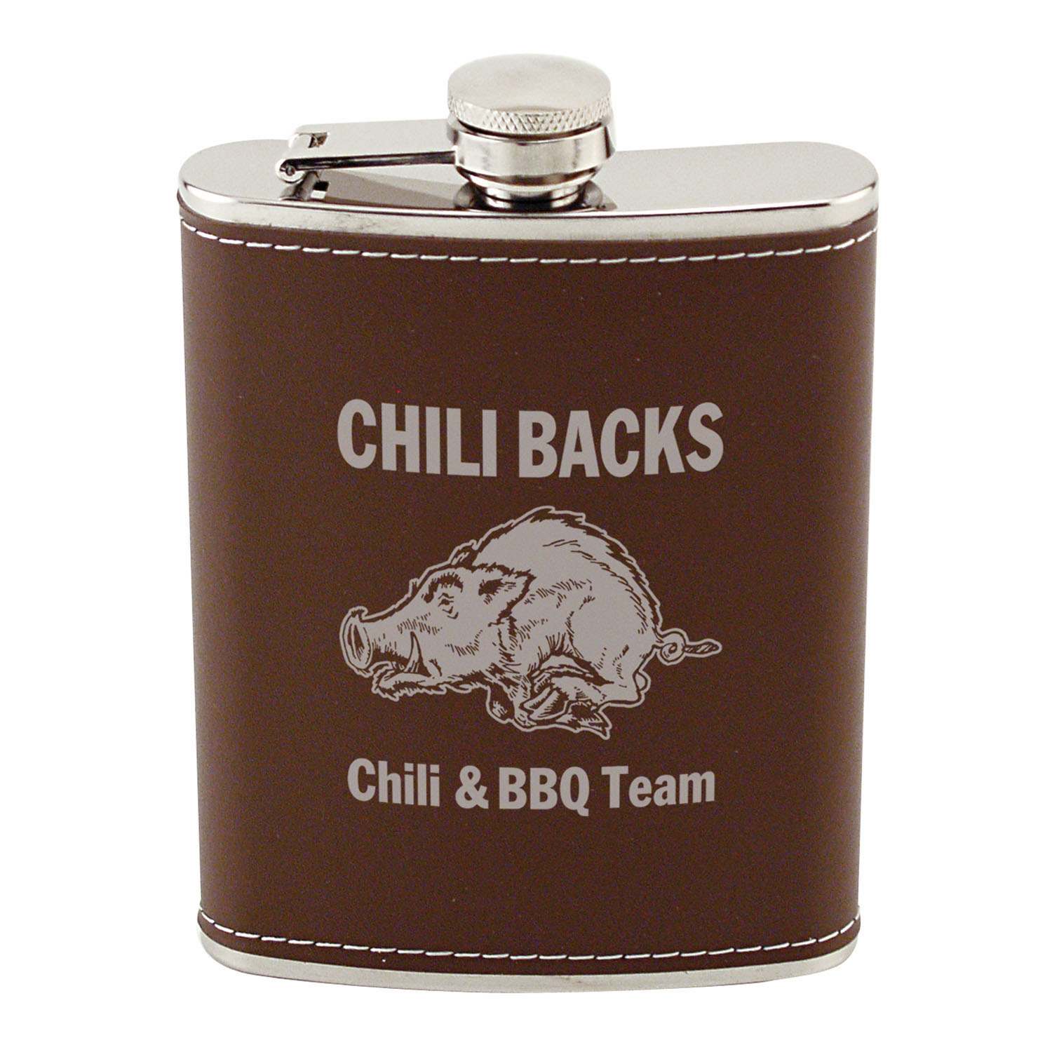 8oz Leatherwrap Stainless Steel Flask, custom water bottle with logo imprint 3