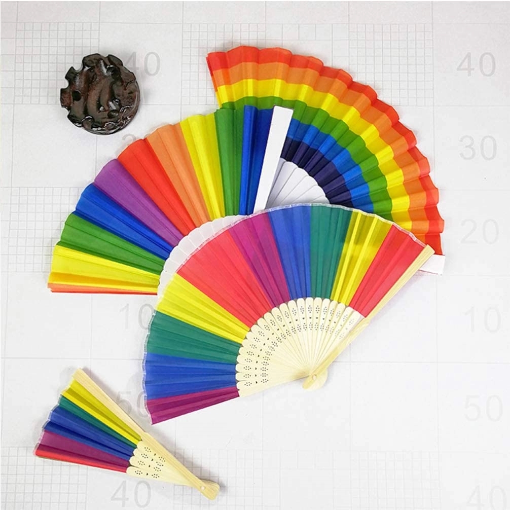 Rainbow Rave Folding Pride Plastic Fan 9