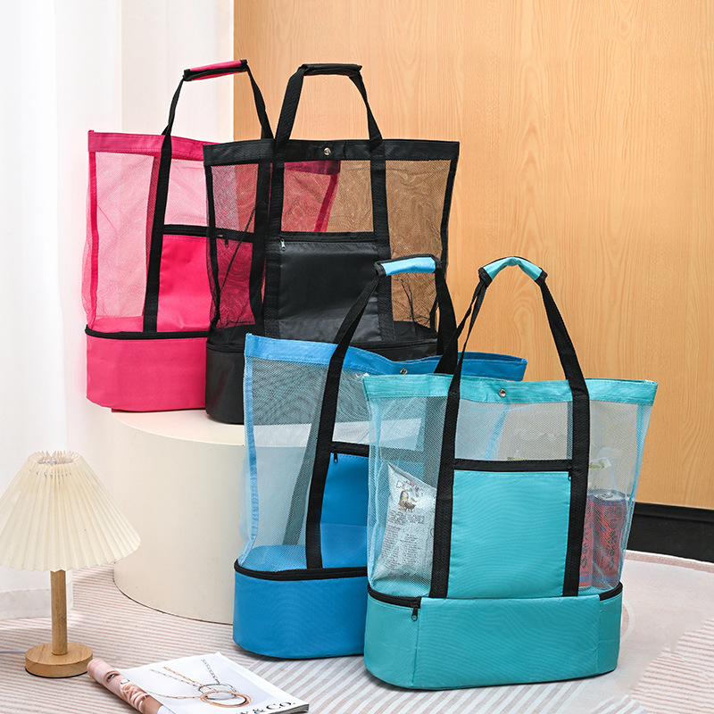 Mesh Beach Tote Bag With Cooler 2