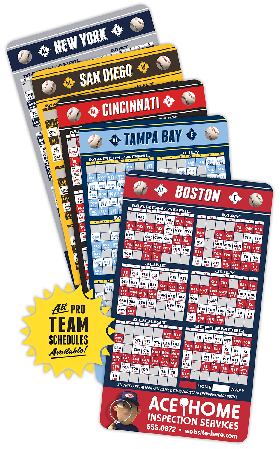 Magnet Sport Schedules - 4x7 Baseball Round Corners - 25 mil. 1
