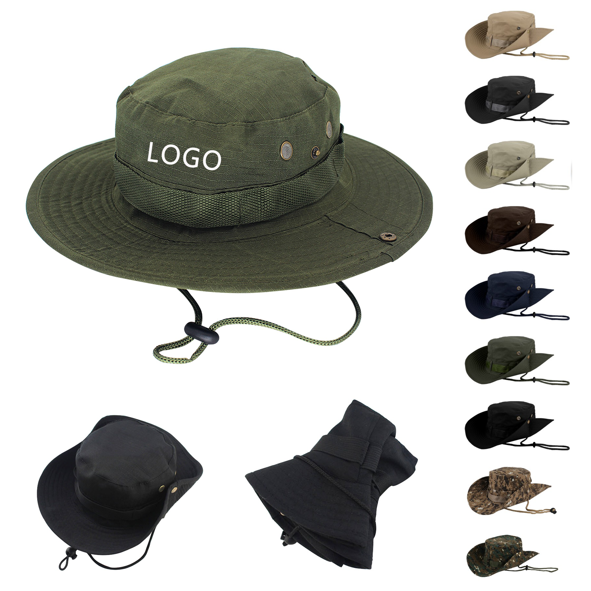 Cowboy Webbing Fisherman Sun Bucket Hats Hiking Outdoor 4