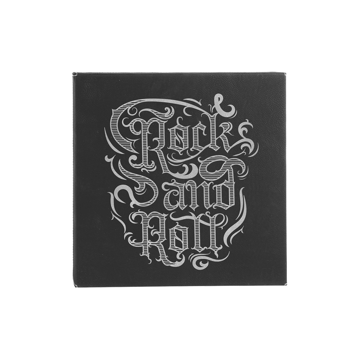 14" x 14" Black/Silver Leatherette Wall Decor