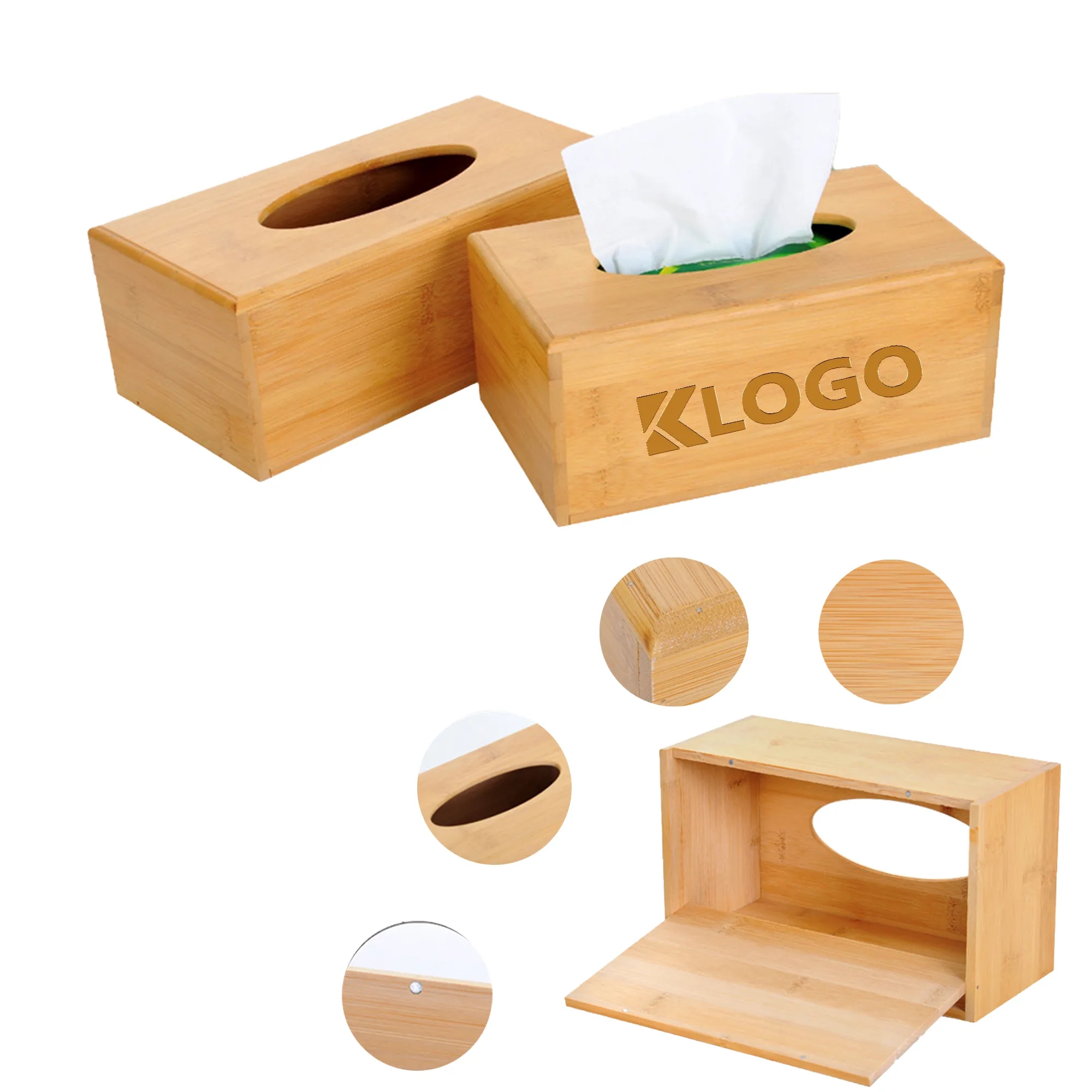 9.5"x4.7" Bamboo Tissue Box Cover 1
