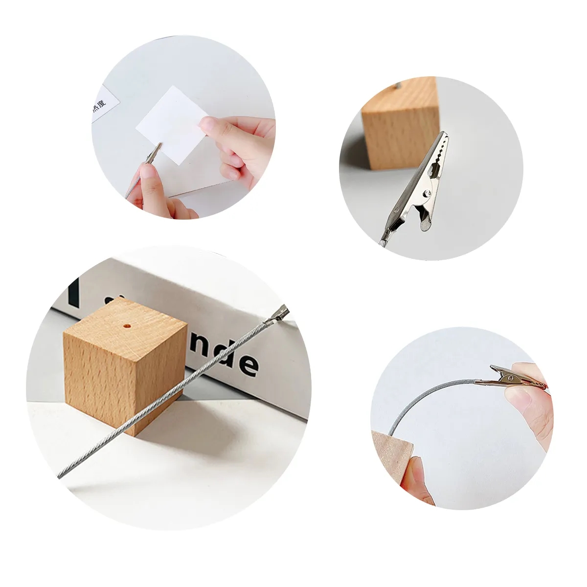 Wood Cube Memo & Photo Clip Holder 1