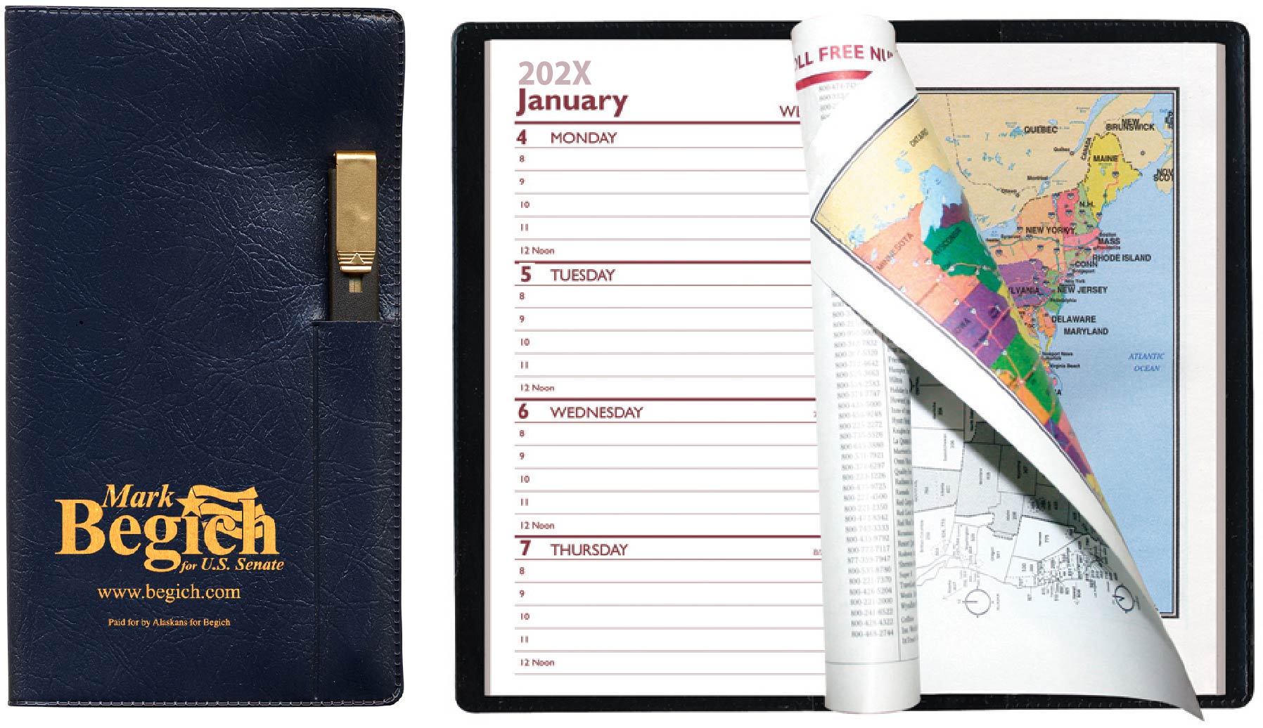Executive Vinyl Cover Weekly Pocket Planner with Pen 2