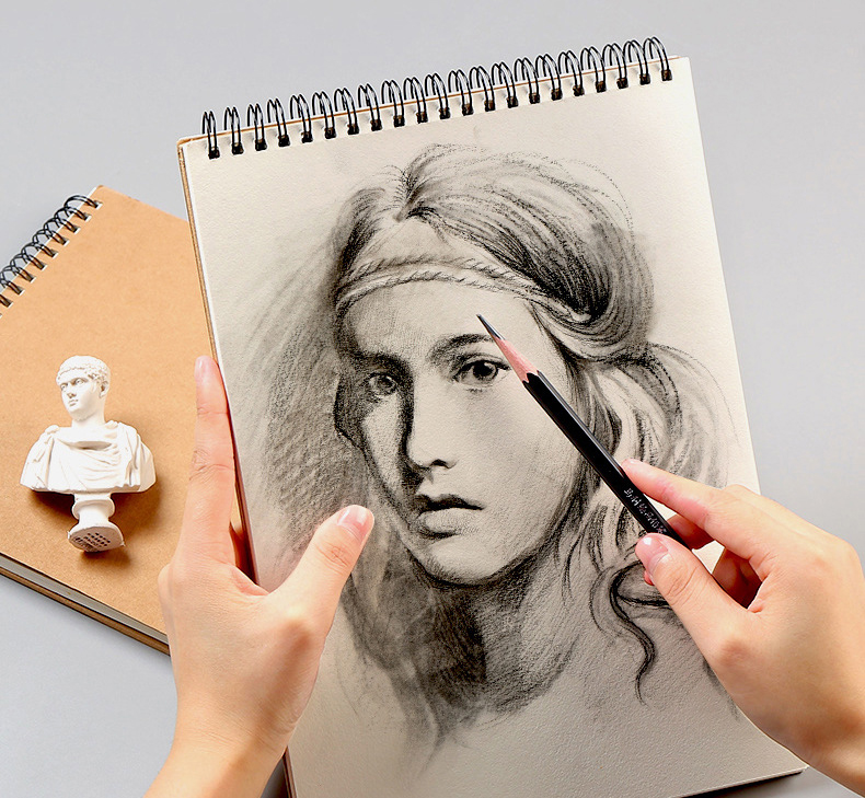 Sketchbook/Sketchpad w/ Spiral Bound Hard Kraft Cover for Art Supplies--30 Sheets 160gsm 5