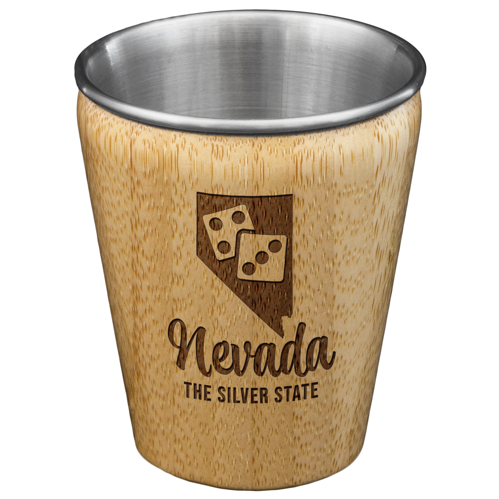 Nevada State Bamboo and Stainless Steel Shot Glass