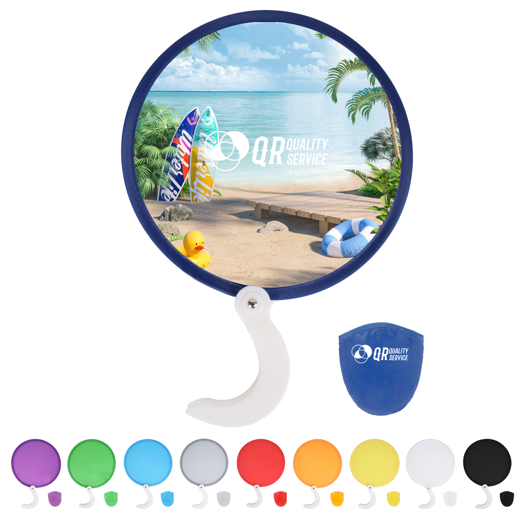Pop Up Twist & Fold Hand Fan With Handle 11