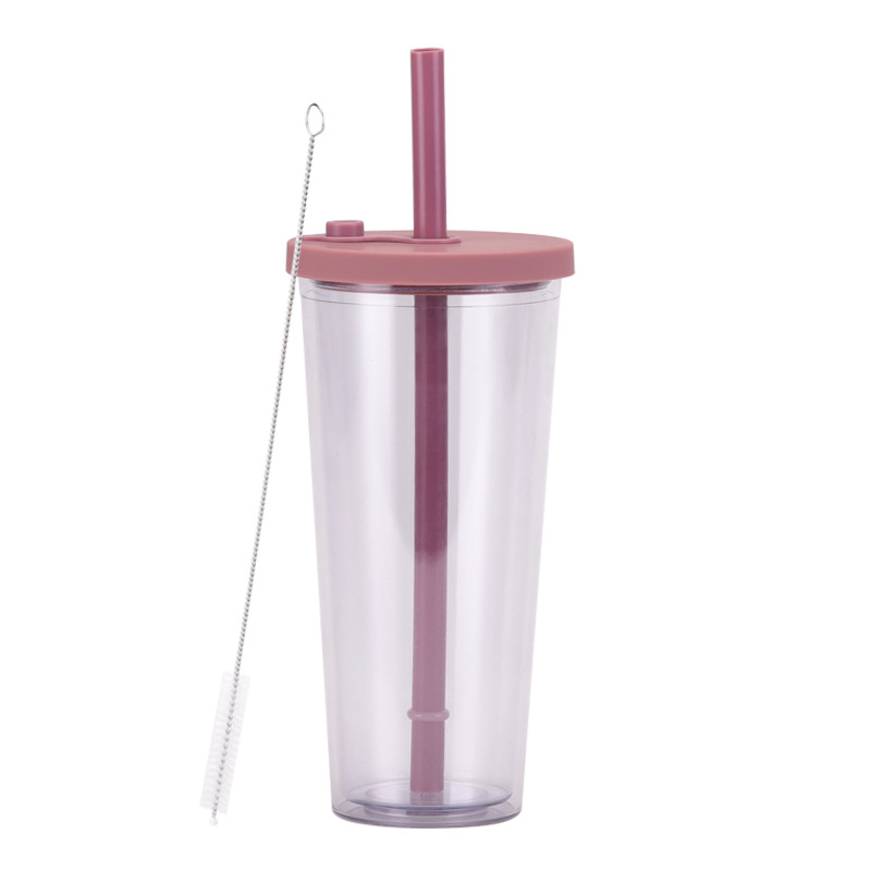 Double Layer Plastic Large Hole Straw Cup 6
