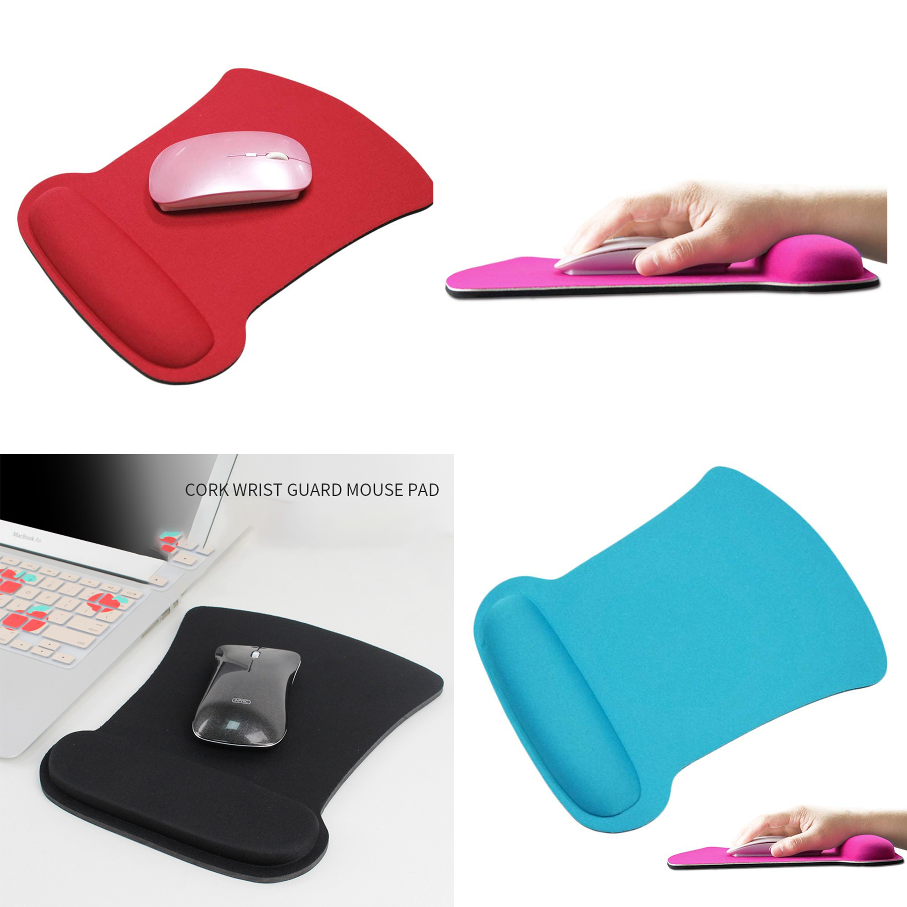 Rectangular Gel Computer Mouse Pad with Wrist Support Rest