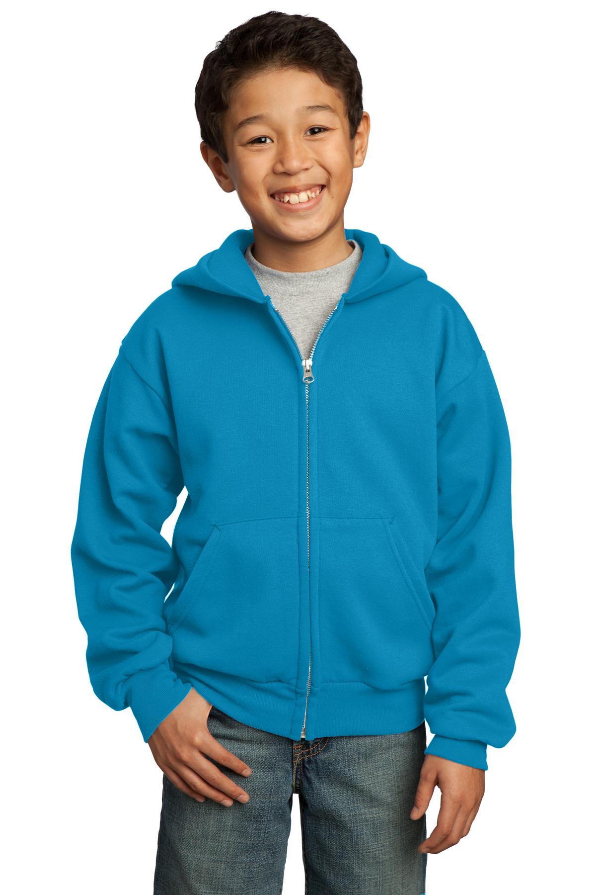 Port & Company® Youth Core Fleece Full-Zip Hooded Sweatshirt 1
